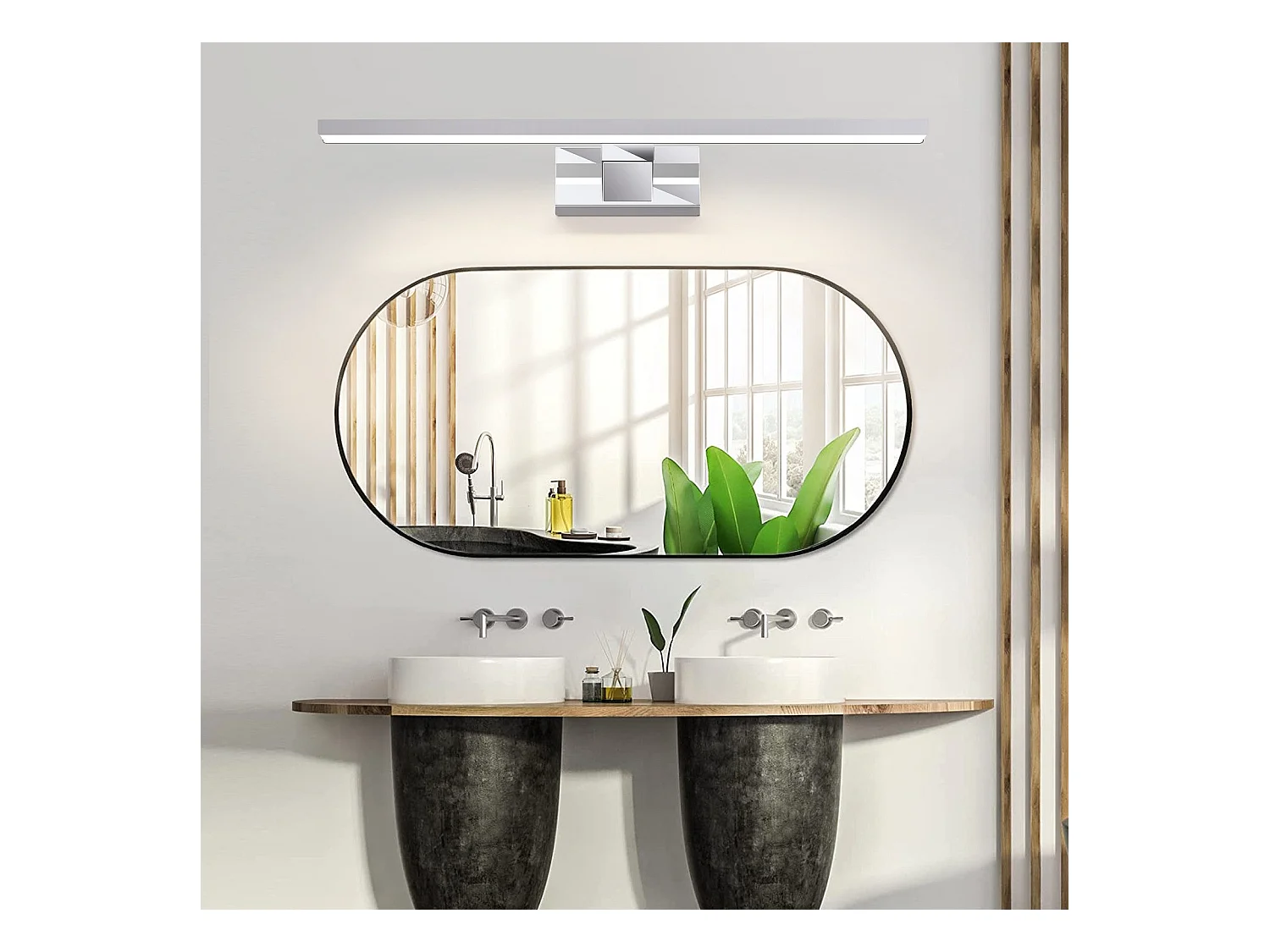 NETTLIFE Lustrzane światło LED do łazienki, kinkiet 12W, 4000K, 60cm