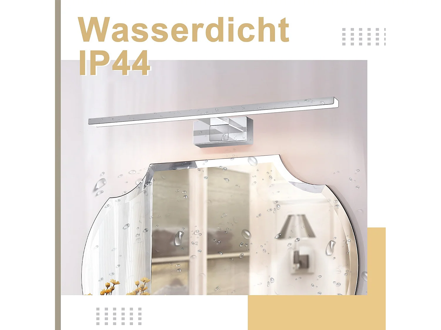 NETTLIFE LED-spiegellamp voor badkamer, wandlamp 12W, 4000K, 60cm