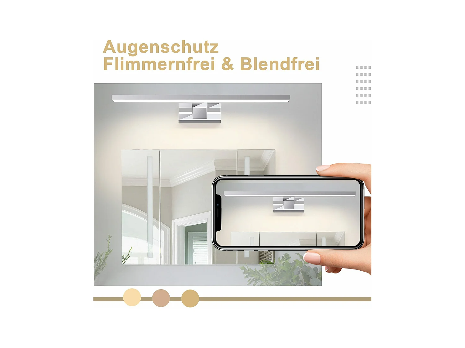 NETTLIFE LED-spiegellamp voor badkamer, wandlamp 12W, 4000K, 60cm