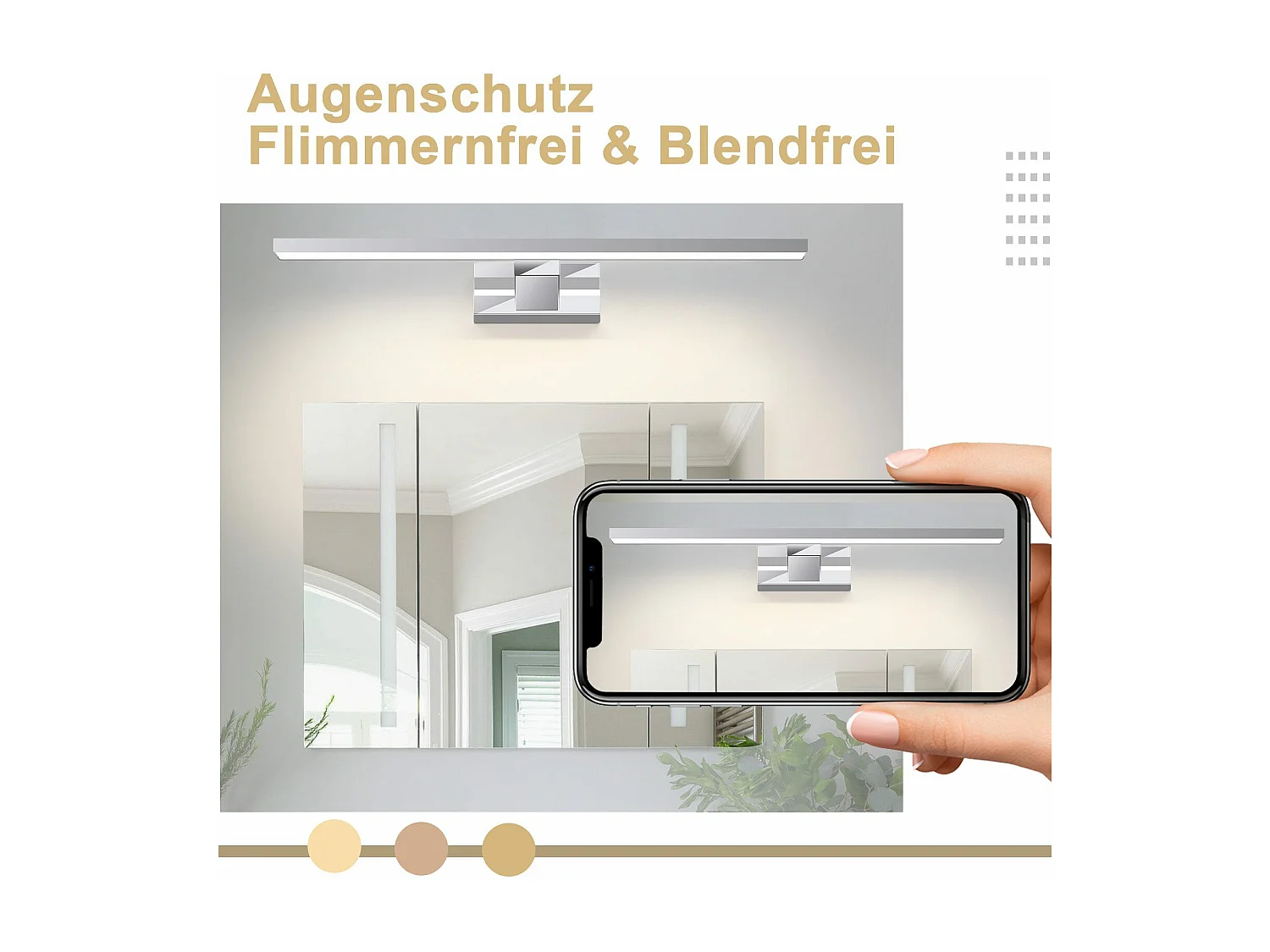 Lampe miroir LED NETTLIFE pour salle de bain, applique murale 12 W, 4 000 K, 60 cm