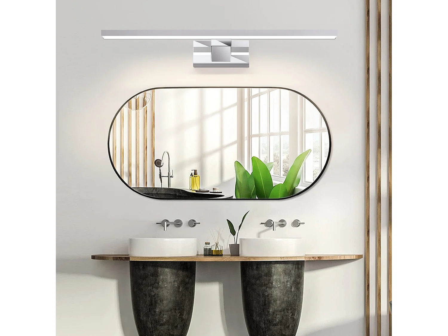 NETTLIFE Lámpara de espejo de baño LED Lámpara de espejo de pared de 12W 4000K 60cm