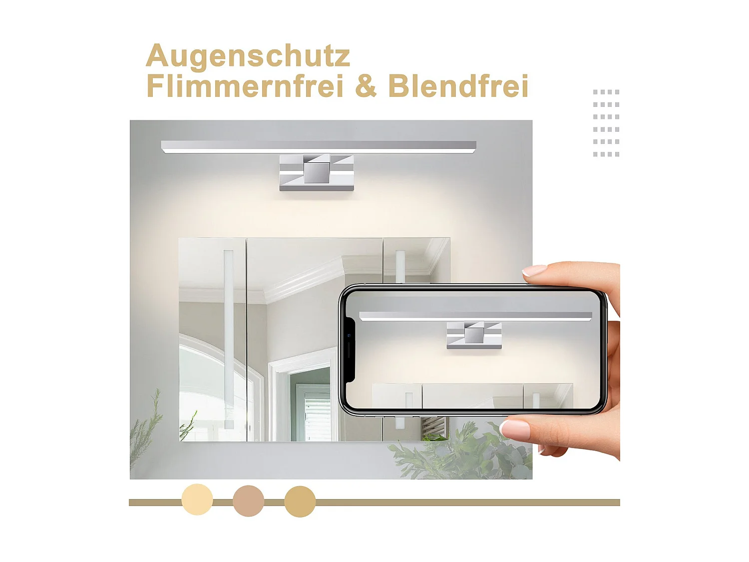 Lampe miroir LED NETTLIFE pour salle de bain, applique murale 12 W, 4 000 K, 60 cm