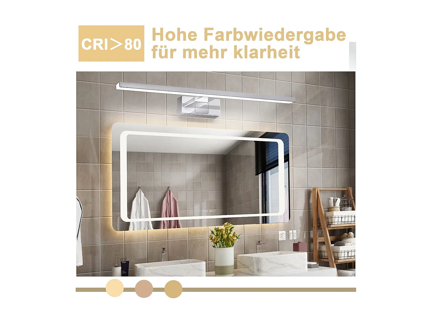Lampe miroir LED NETTLIFE pour salle de bain, applique murale 12 W, 4 000 K, 60 cm