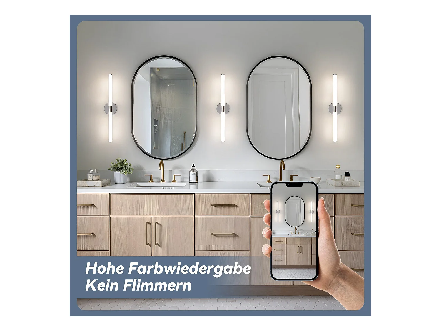 NETTLIFE LED-Badezimmer-Wandleuchte - 8W 60CM 4000K IP44