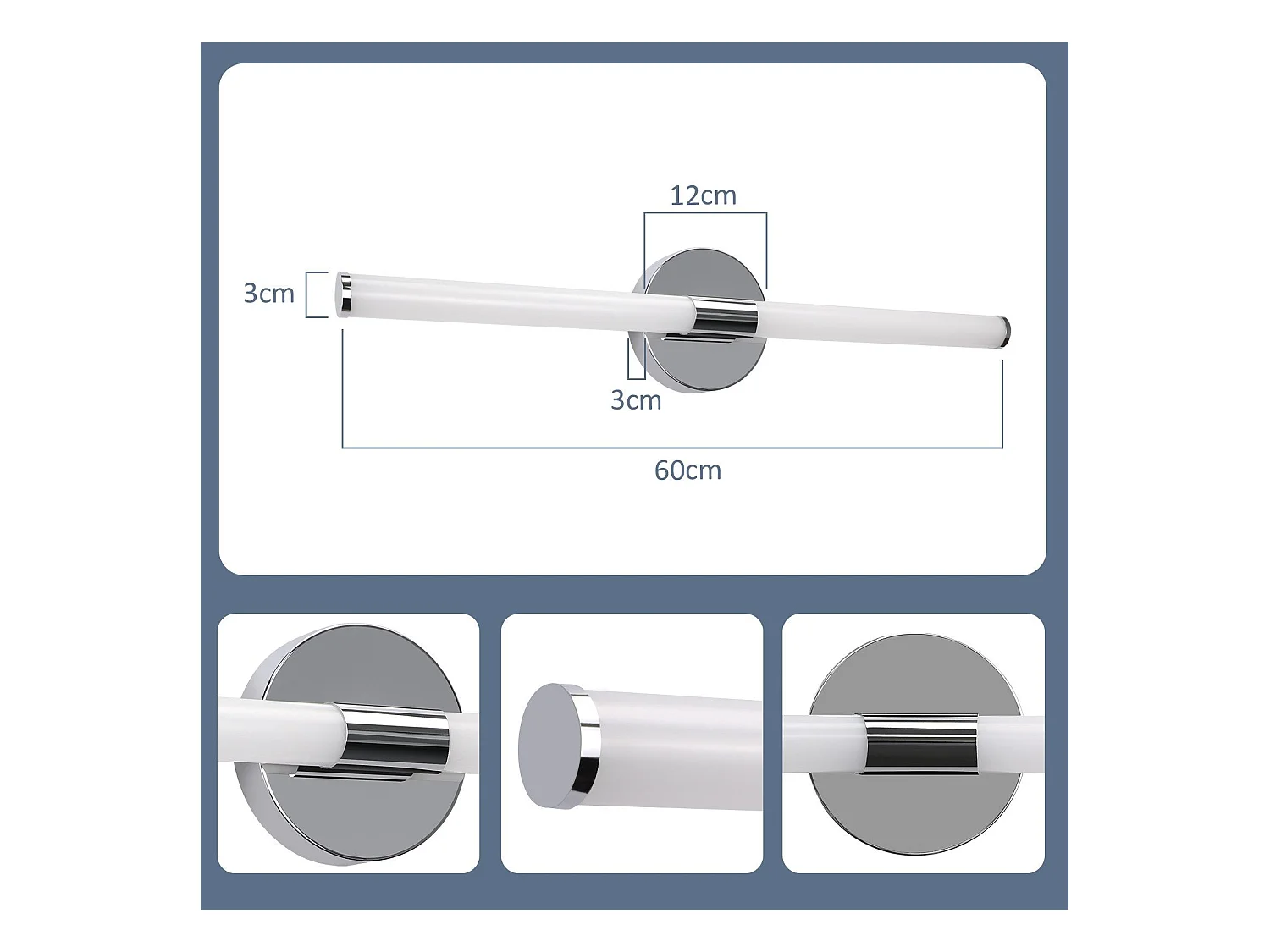 NETTLIFE LED-Badezimmer-Wandleuchte - 8W 60CM 4000K IP44