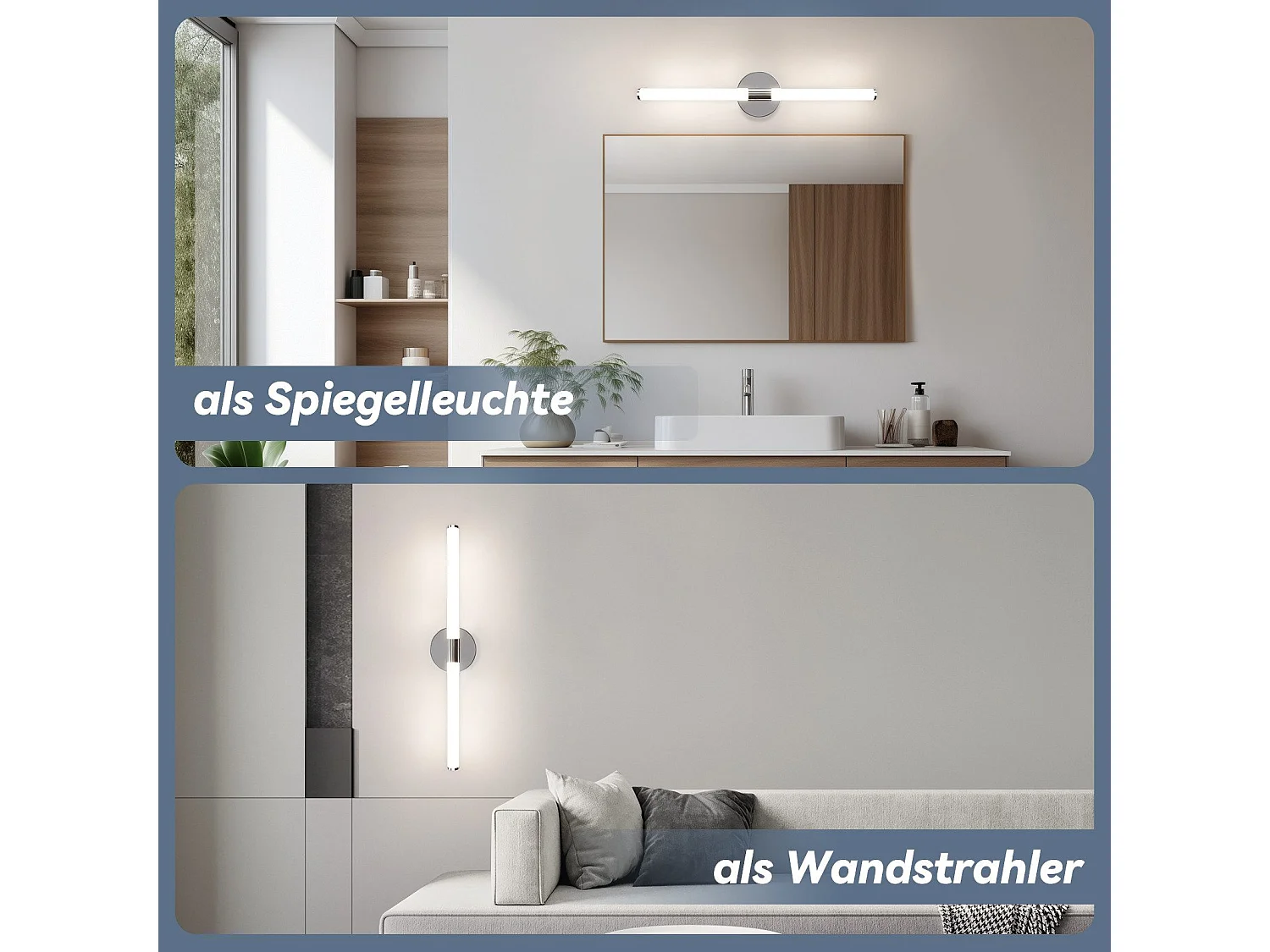 NETTLIFE LED Lampa ścienna do łazienki - 8W 60CM 4000K IP44