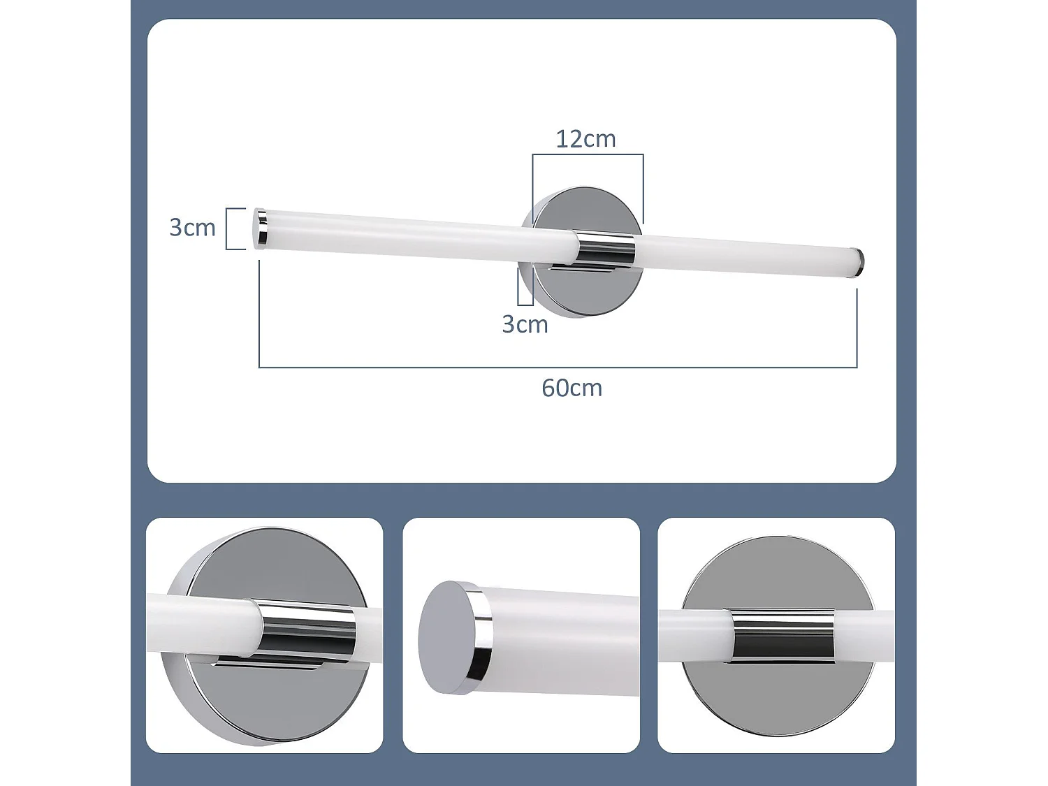 Applique murale de salle de bain NETTLIFE LED - 8W 60CM 4000K IP44