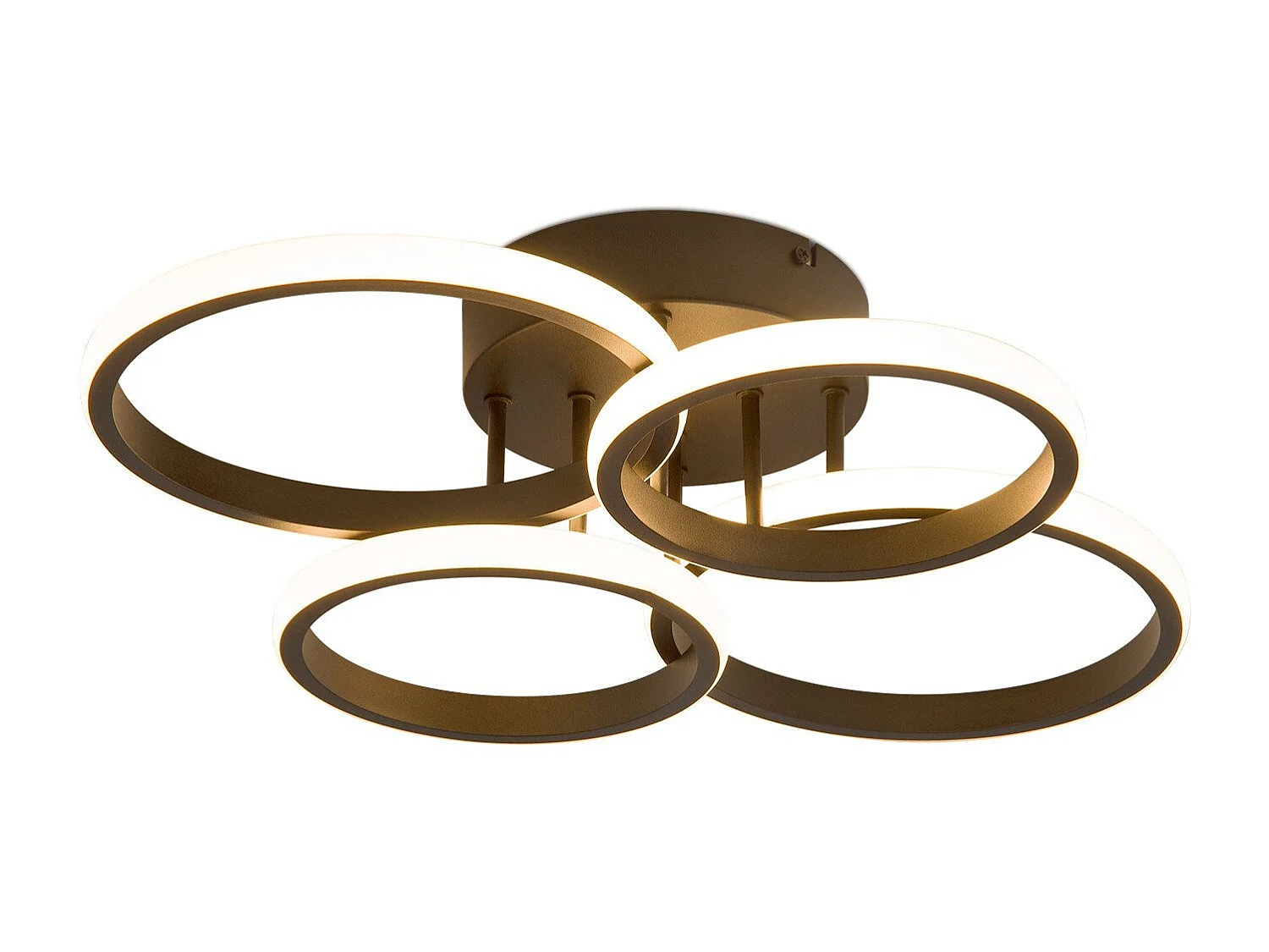 Plafonnier LED NETTLIFE Plafonnier LED 4 anneaux Dimmable Noir 48W Lampe de salon