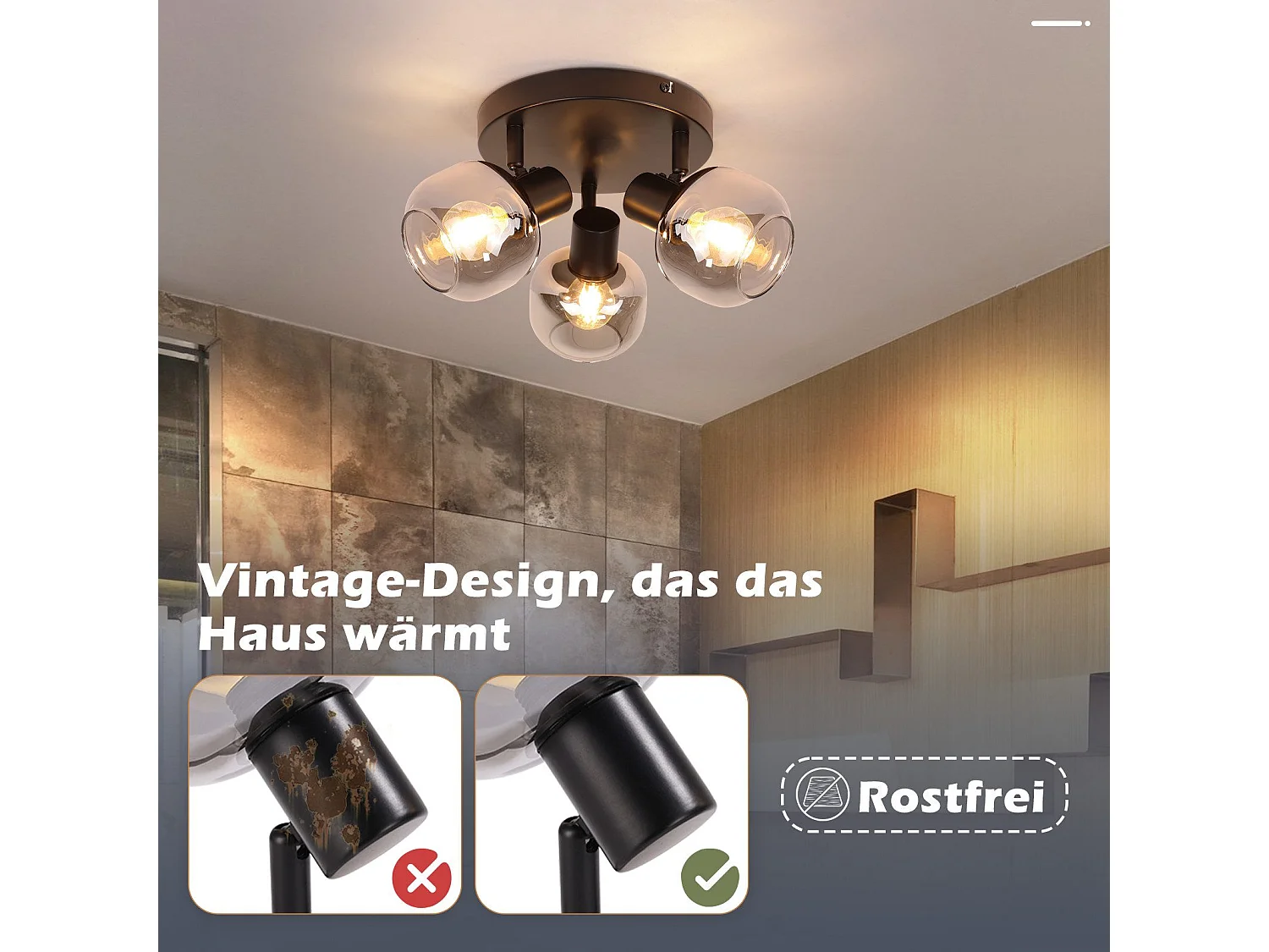 NETTLIFE 3-vlams plafondspot - Moderne ronde glazen plafondspot 350° draaibaar voor de woonkamer