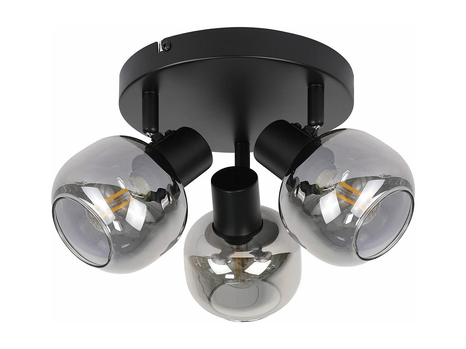 NETTLIFE 3-vlams plafondspot - Moderne ronde glazen plafondspot 350° draaibaar voor de woonkamer