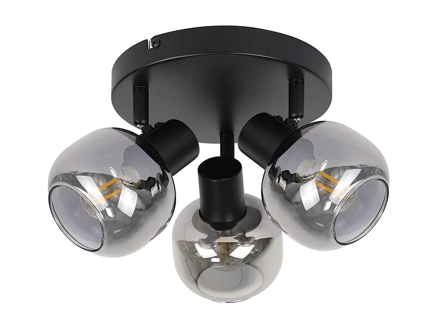 Spot de plafond NETTLIFE 3 flammes - Spot de plafond rond moderne en verre orientable à 350° pour salon