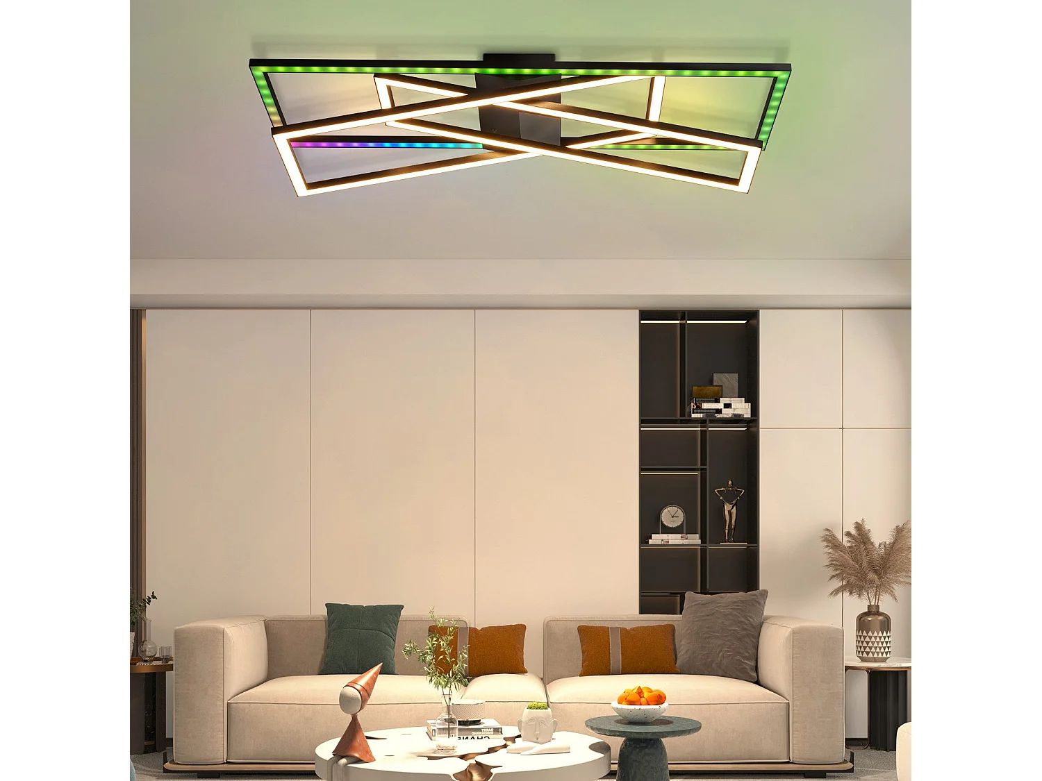 NETTLIFE LED Deckenleuchte für Wohnzimmer, Schwarz, Rechteckig, Dimmbar, Modernes Design