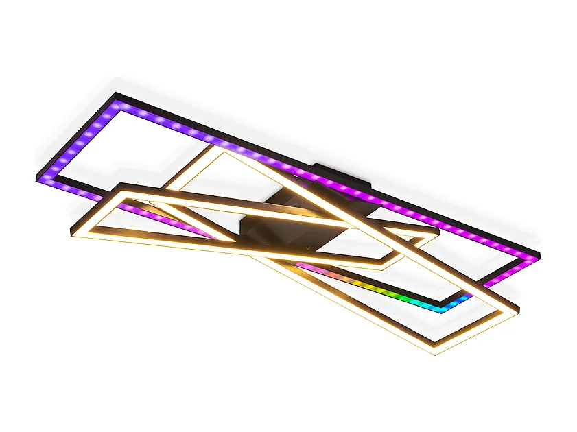 NETTLIFE Lampa sufitowa LED do salonu, czarna, prostokątna, ściemnialna, nowoczesny design