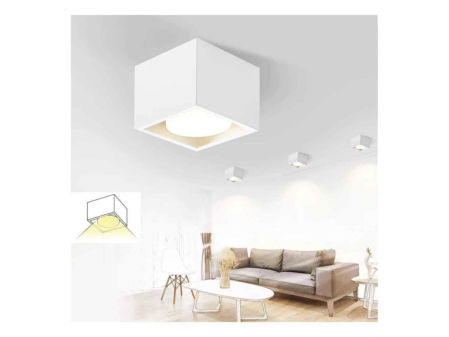 Spots de plafond NETTLIFE 1 flamme, spot de plafond moderne - GX53, pivotant pour salon Le produit ne contient pas d’ampoule.