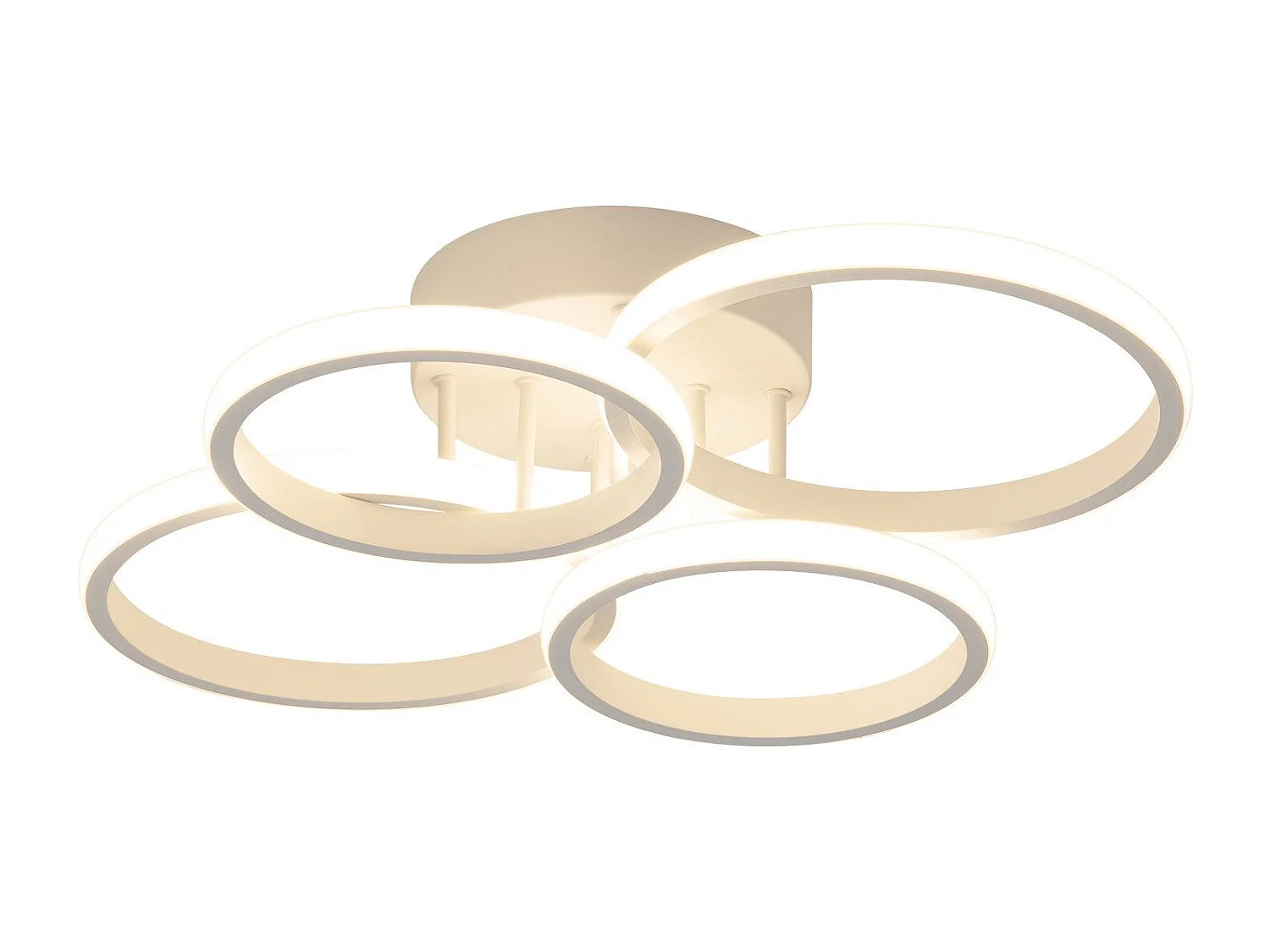 Plafonnier LED NETTLIFE, plafonnier LED à 4 anneaux, intensité variable, blanc, 48 W, lampe de salon