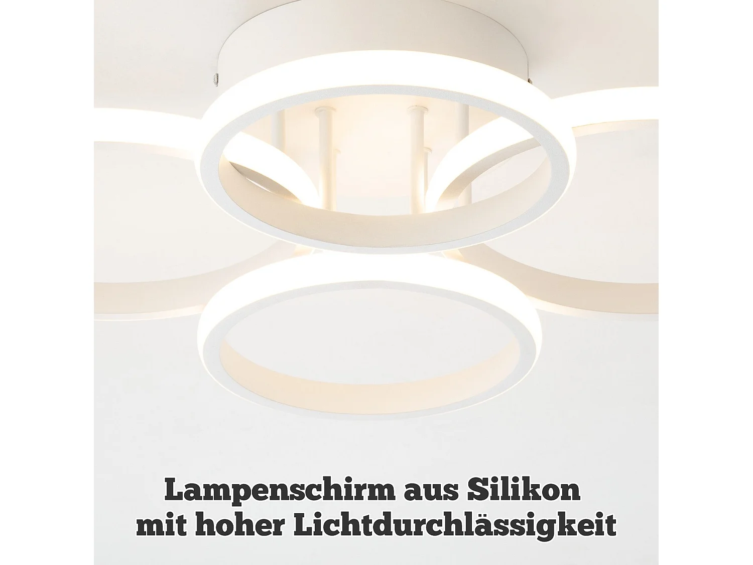 Plafonnier LED NETTLIFE, plafonnier LED à 4 anneaux, intensité variable, blanc, 48 W, lampe de salon