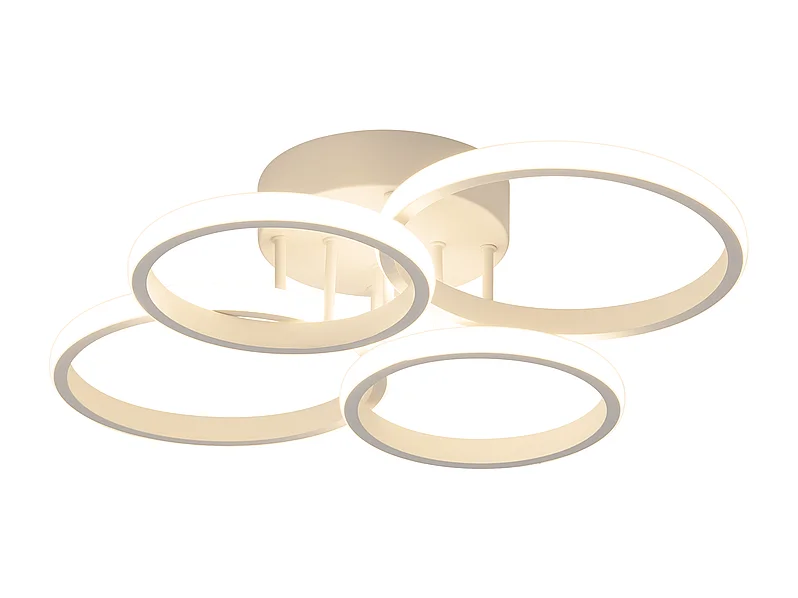 Plafonnier LED NETTLIFE, plafonnier LED à 4 anneaux, intensité variable, blanc, 48 W, lampe de salon