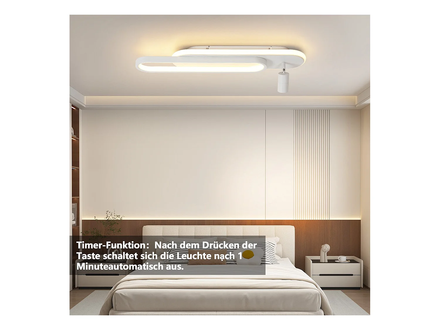 NETTLIFE Nowoczesna biała ściemnialna lampa sufitowa LED z 1 reflektorem sufitowym