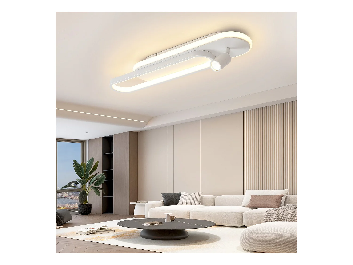 NETTLIFE Nowoczesna biała ściemnialna lampa sufitowa LED z 1 reflektorem sufitowym