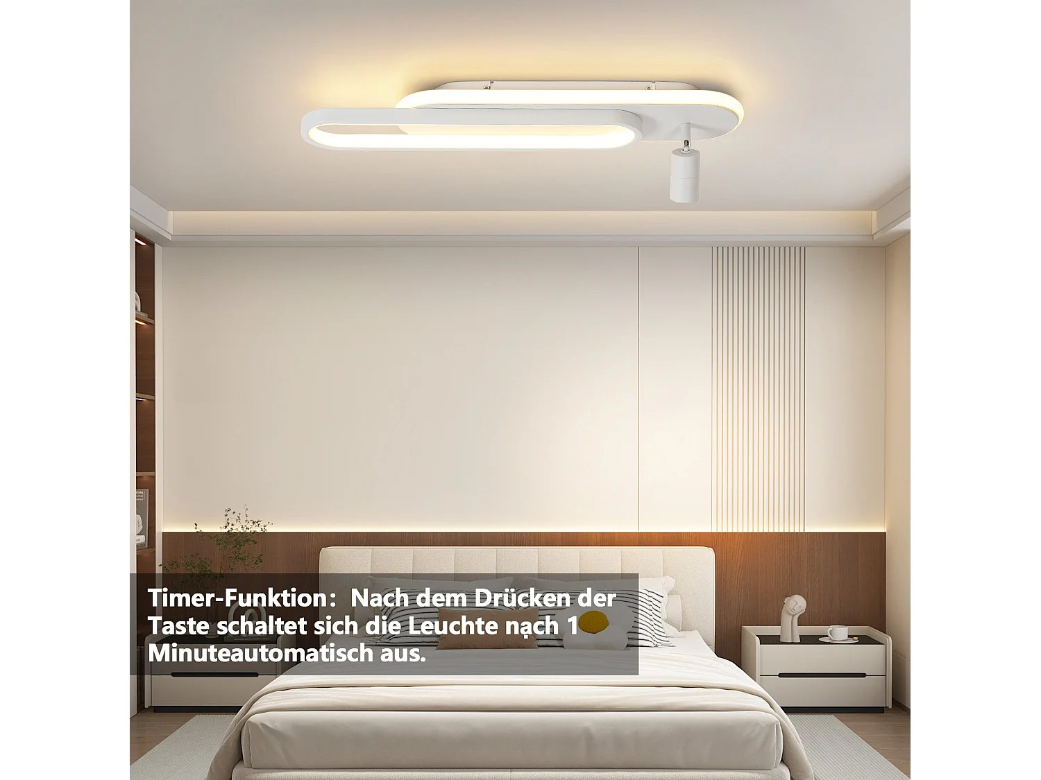 Plafonnier LED NETTLIFE blanc moderne à intensité variable avec 1 spot de plafond
