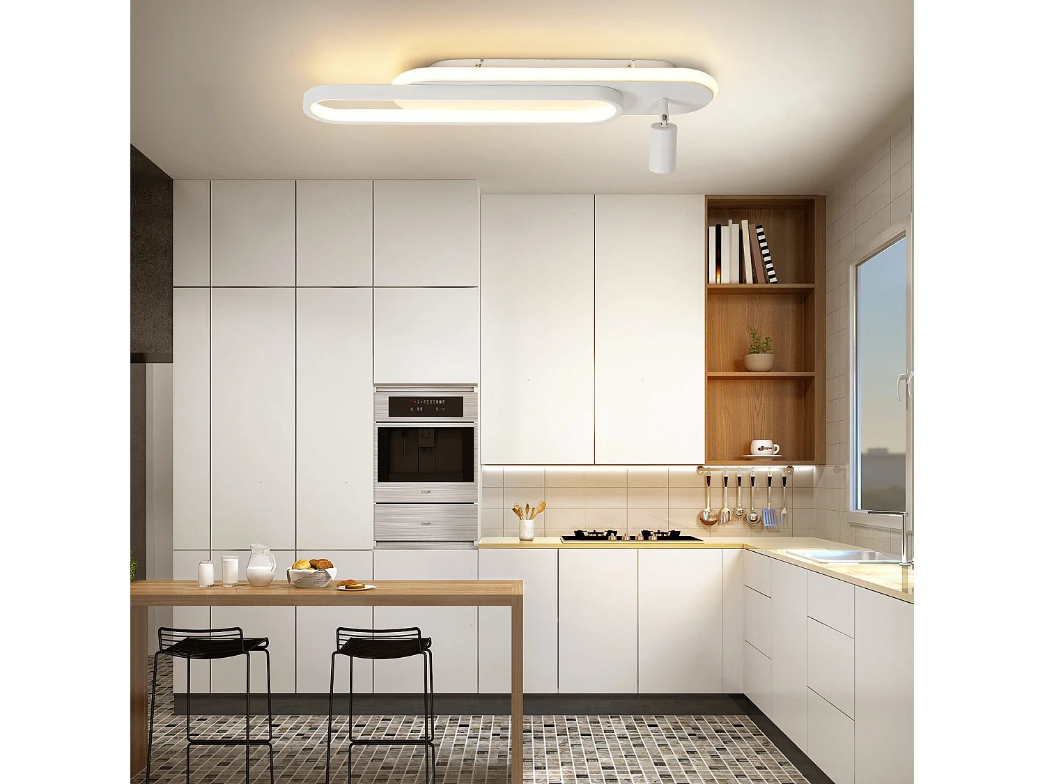 Plafonnier LED NETTLIFE blanc moderne à intensité variable avec 1 spot de plafond