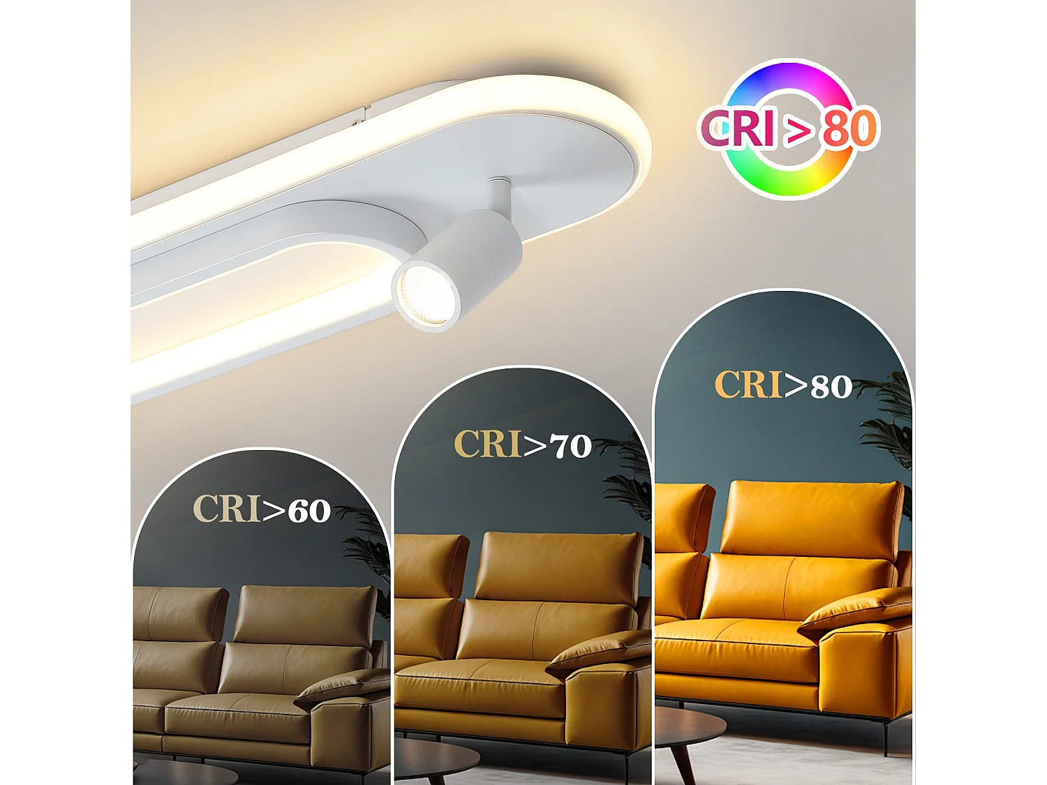 Plafonnier LED NETTLIFE blanc moderne à intensité variable avec 1 spot de plafond