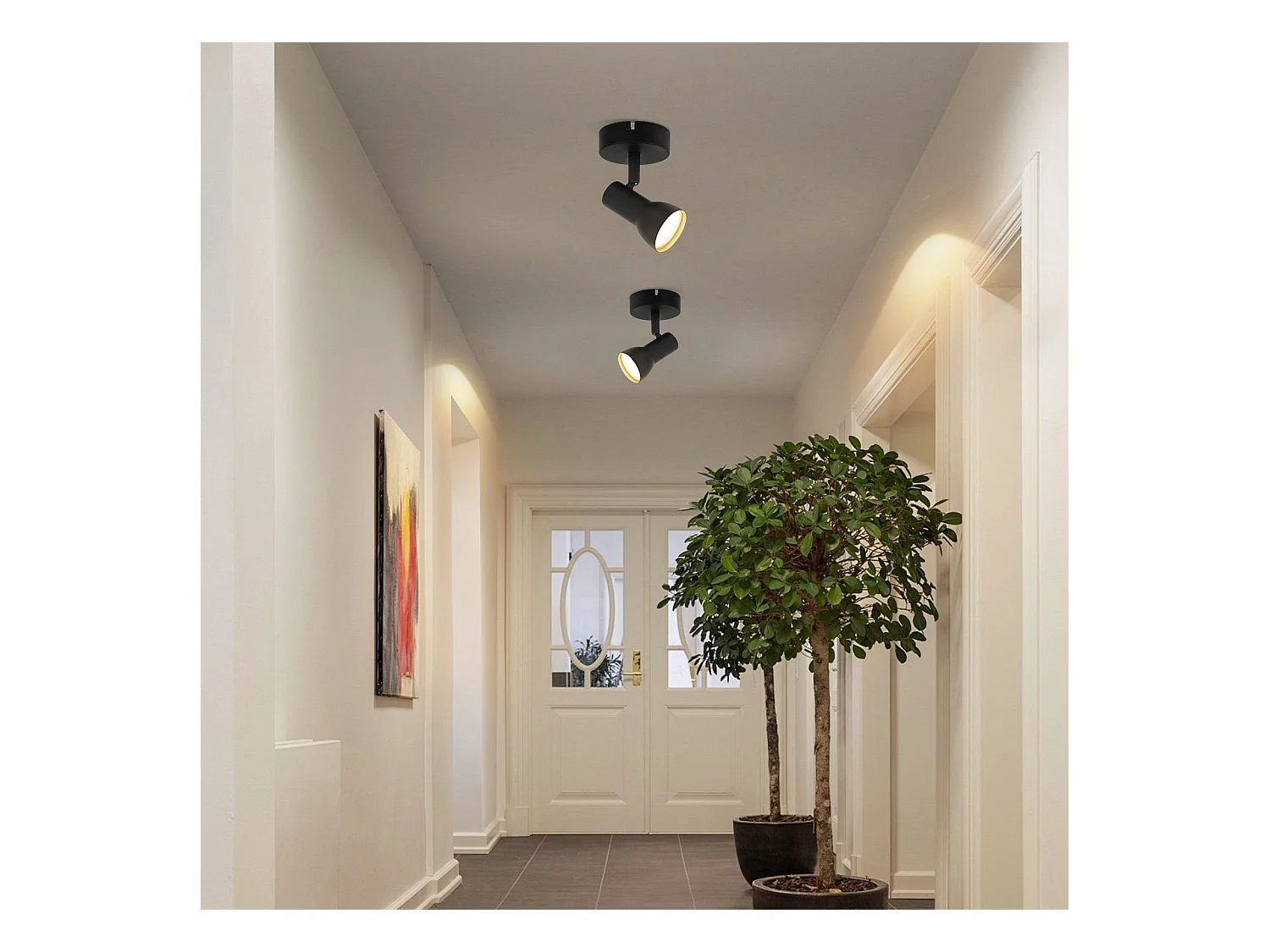 NETTLIFE 1-płomieniowy nowoczesny czarny reflektor sufitowy do użytku wewnątrz, GU10, do sypialni