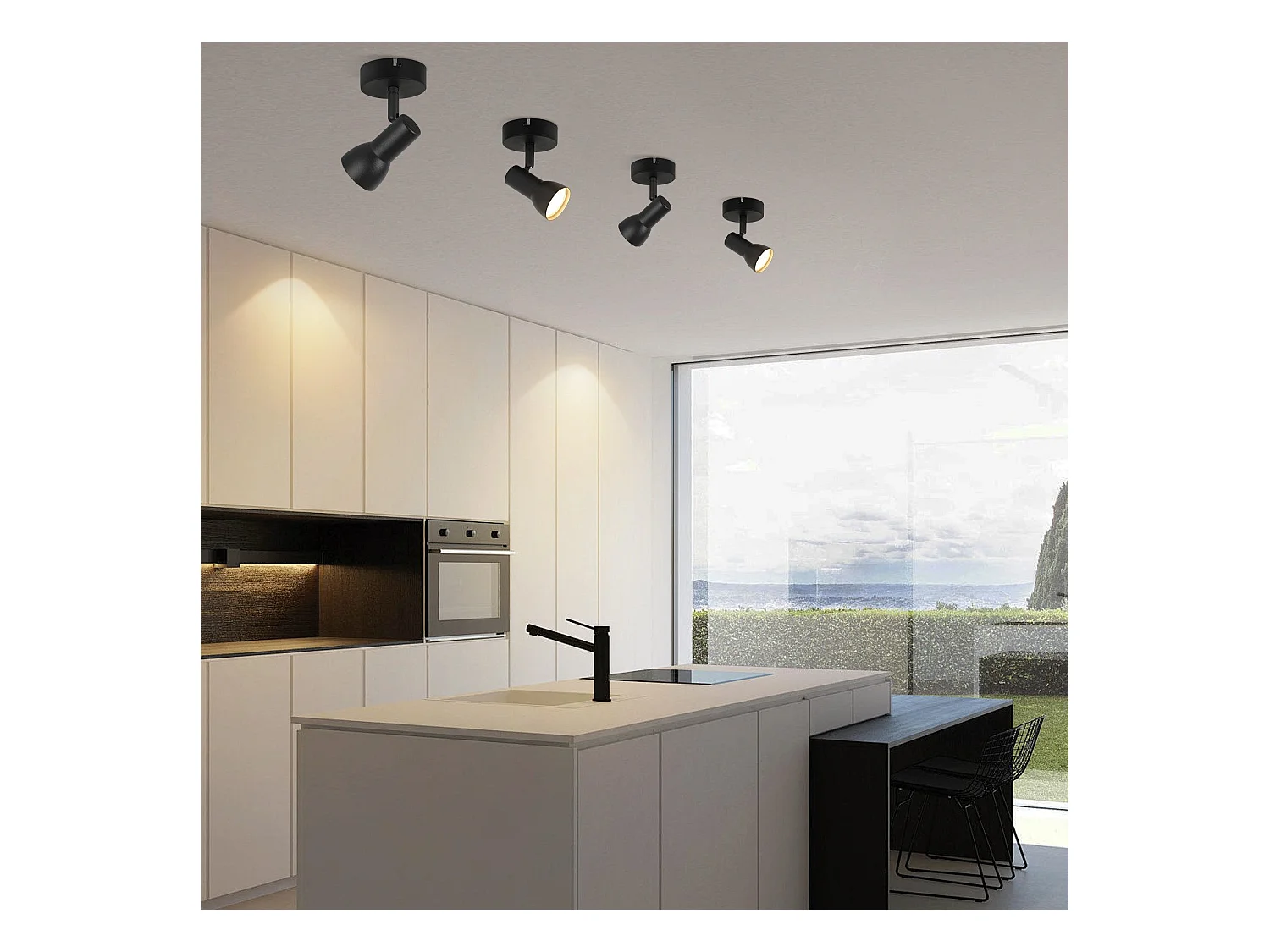 NETTLIFE 1-płomieniowy nowoczesny czarny reflektor sufitowy do użytku wewnątrz, GU10, do sypialni