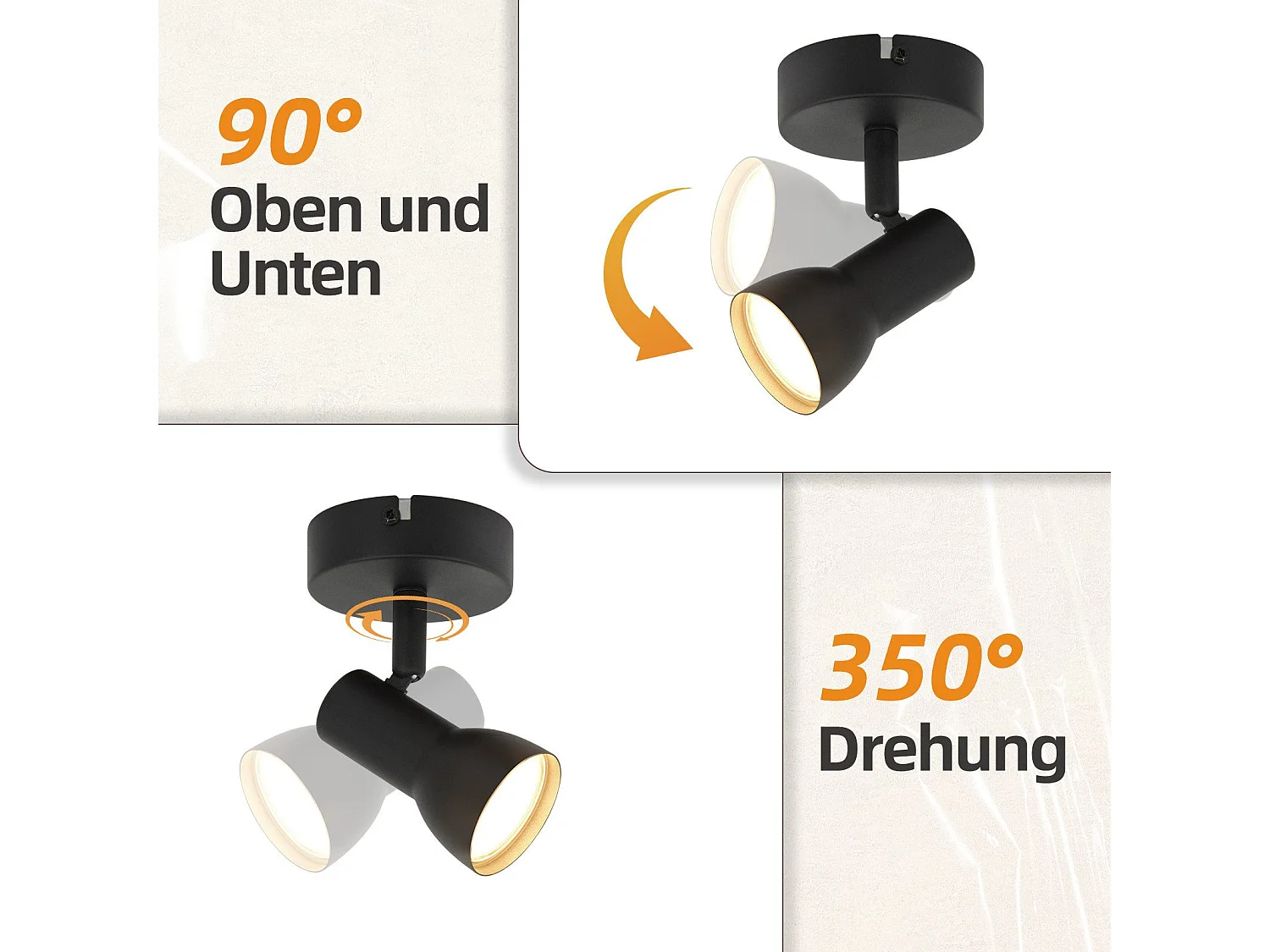 Spot de plafond NETTLIFE 1 flamme noir moderne pour intérieur, GU10, pour chambre à coucher