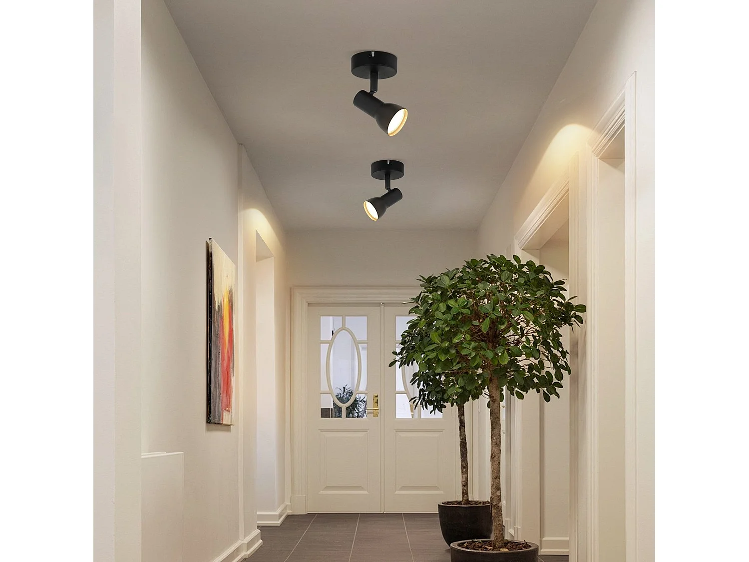 Spot de plafond NETTLIFE 1 flamme noir moderne pour intérieur, GU10, pour chambre à coucher