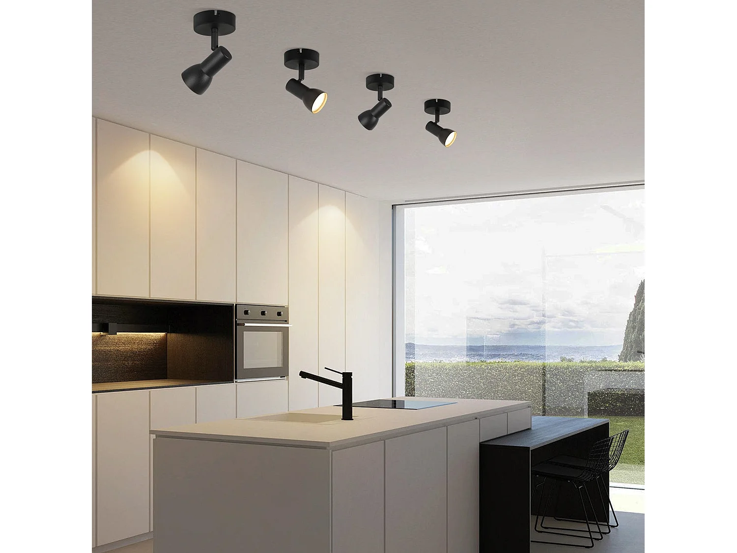 Spot de plafond NETTLIFE 1 flamme noir moderne pour intérieur, GU10, pour chambre à coucher