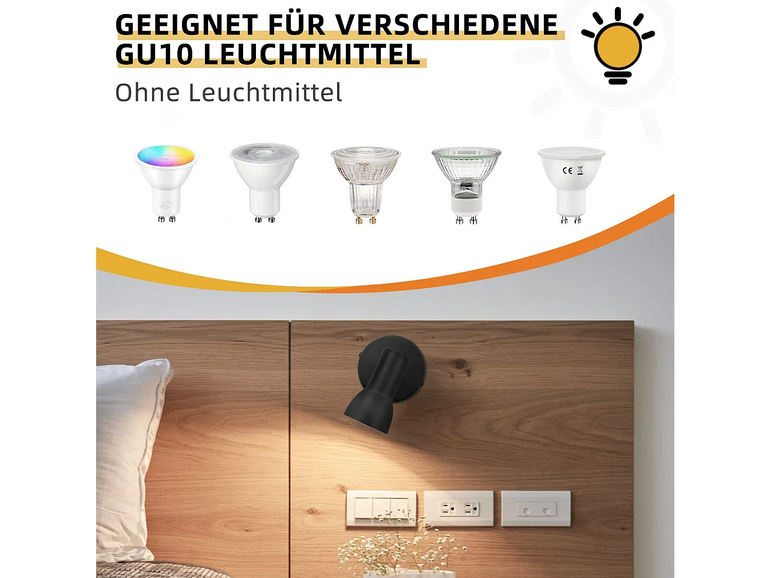 NETTLIFE Foco de techo de 1 llama, negro, moderno, para interiores, GU10, para dormitorio