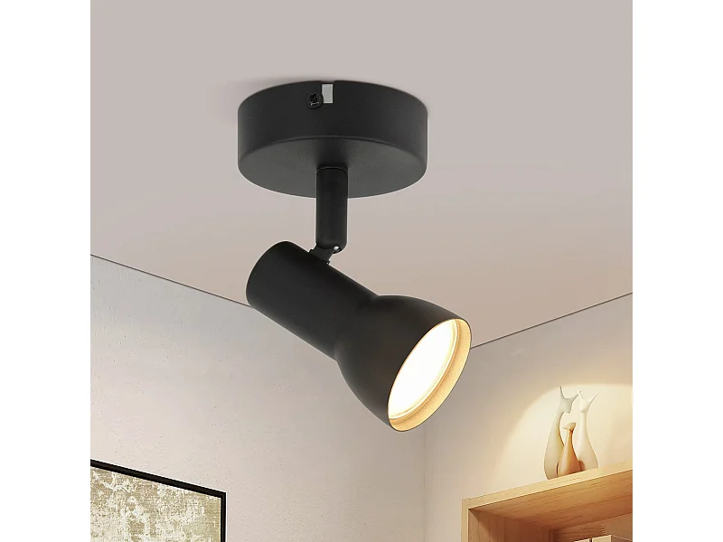 Spot de plafond NETTLIFE 1 flamme noir moderne pour intérieur, GU10, pour chambre à coucher