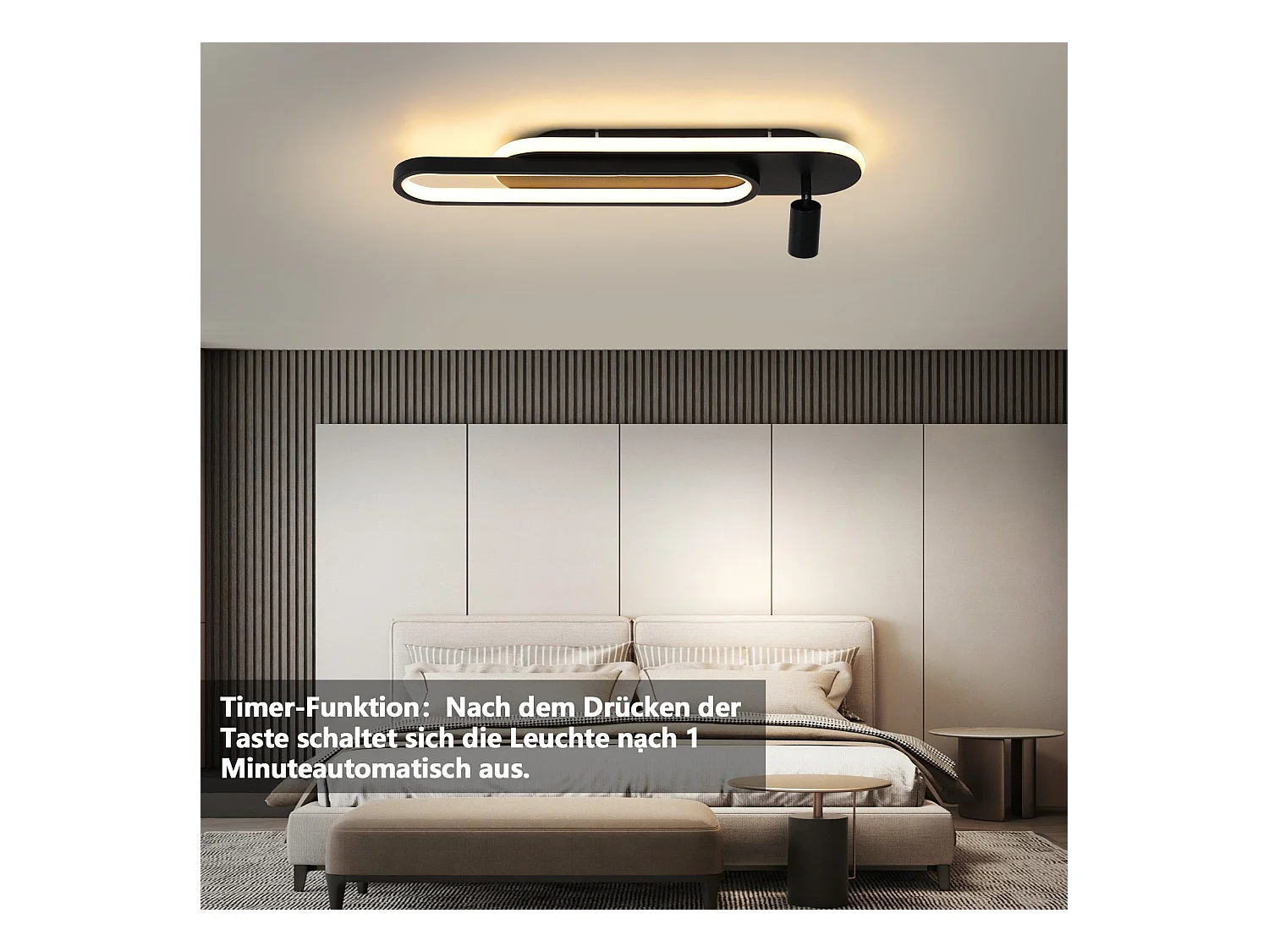 NETTLIFE Moderne schwarze dimmbare LED-Deckenleuchte mit 1 Deckenspot