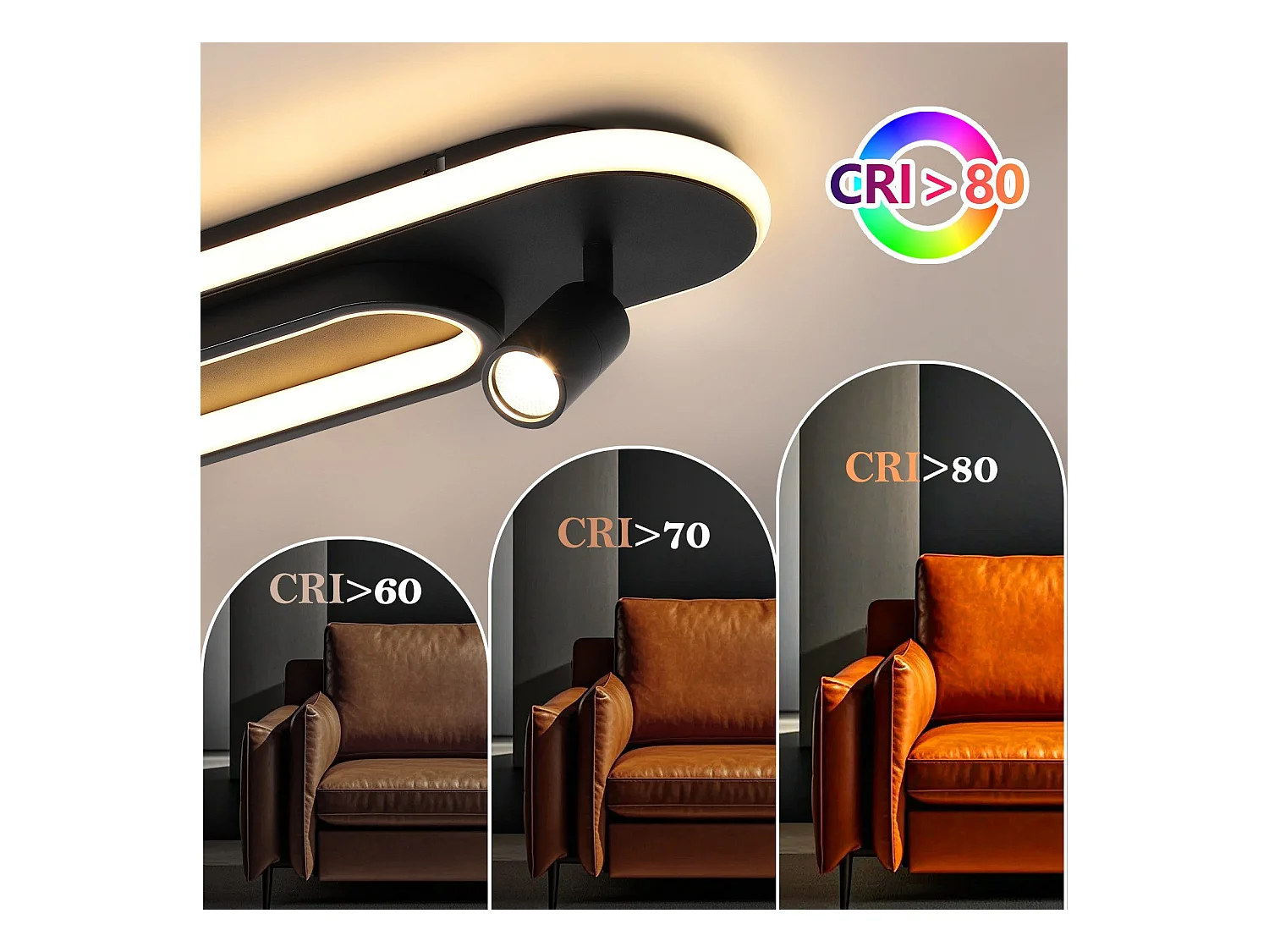 NETTLIFE Moderne schwarze dimmbare LED-Deckenleuchte mit 1 Deckenspot