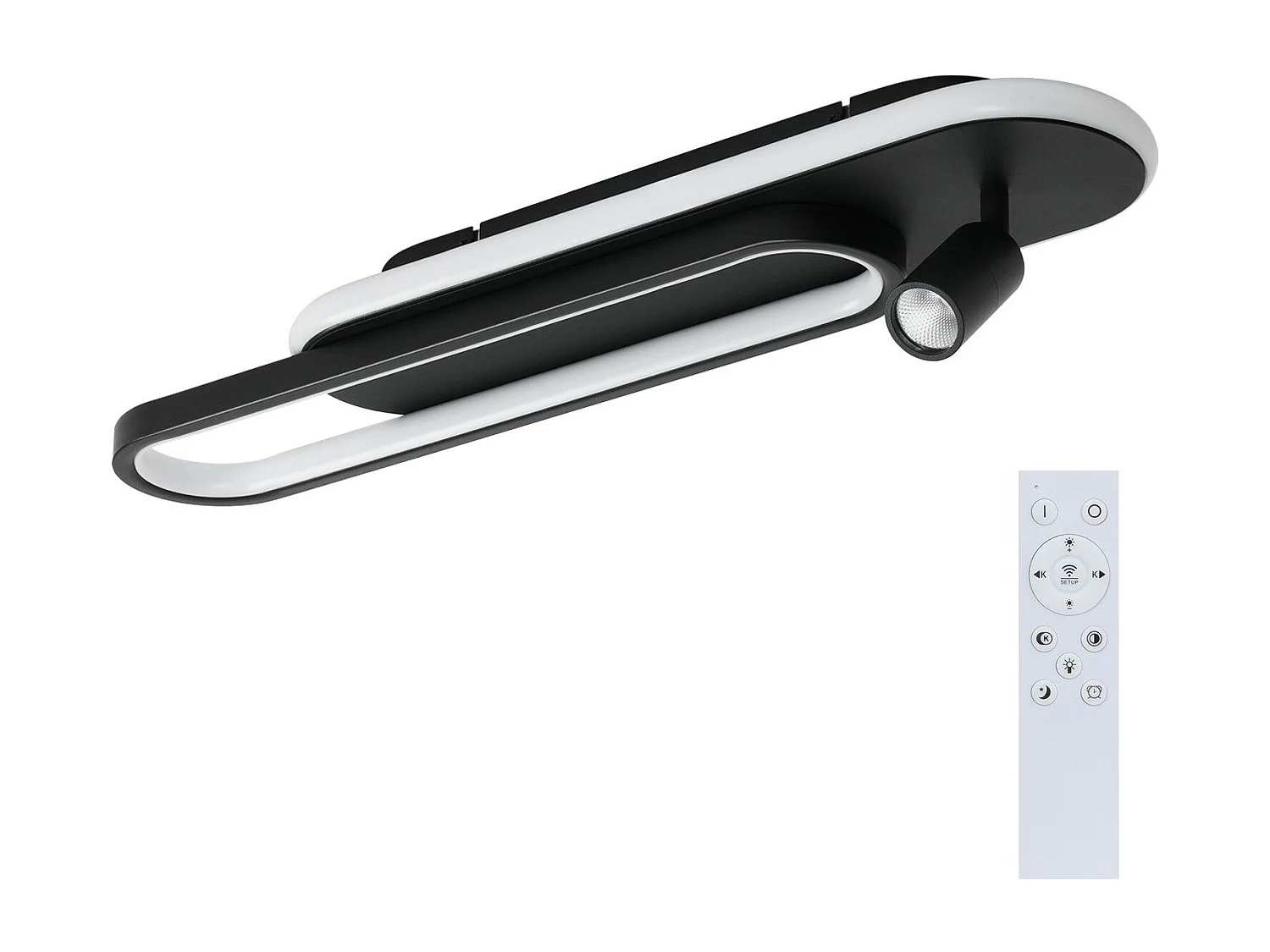 Plafonnier LED NETTLIFE noir moderne à intensité variable avec 1 spot de plafond