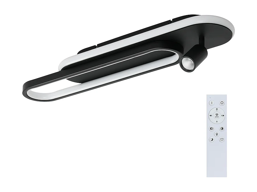 Plafonnier LED NETTLIFE noir moderne à intensité variable avec 1 spot de plafond