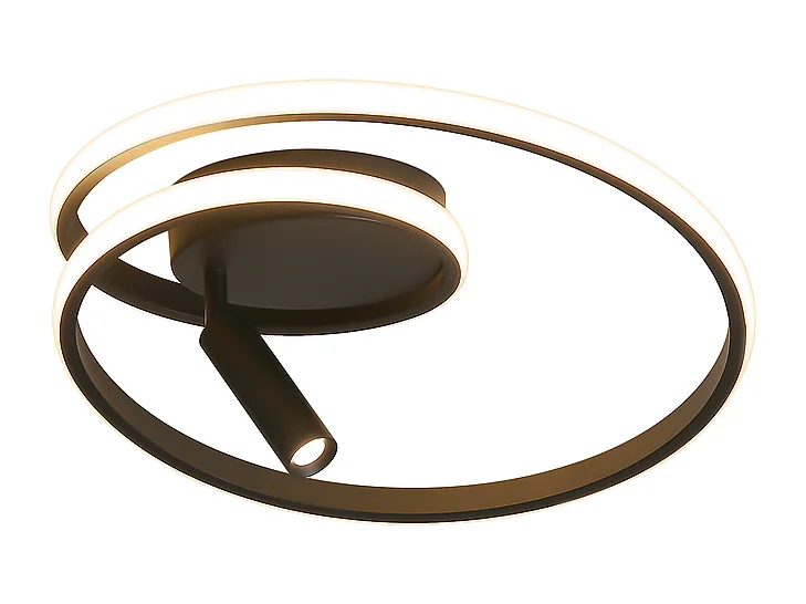 Plafonnier LED NETTLIFE à intensité variable : 40 cm, design moderne, 37 W, avec spot, pour chambre à coucher, salon, noir