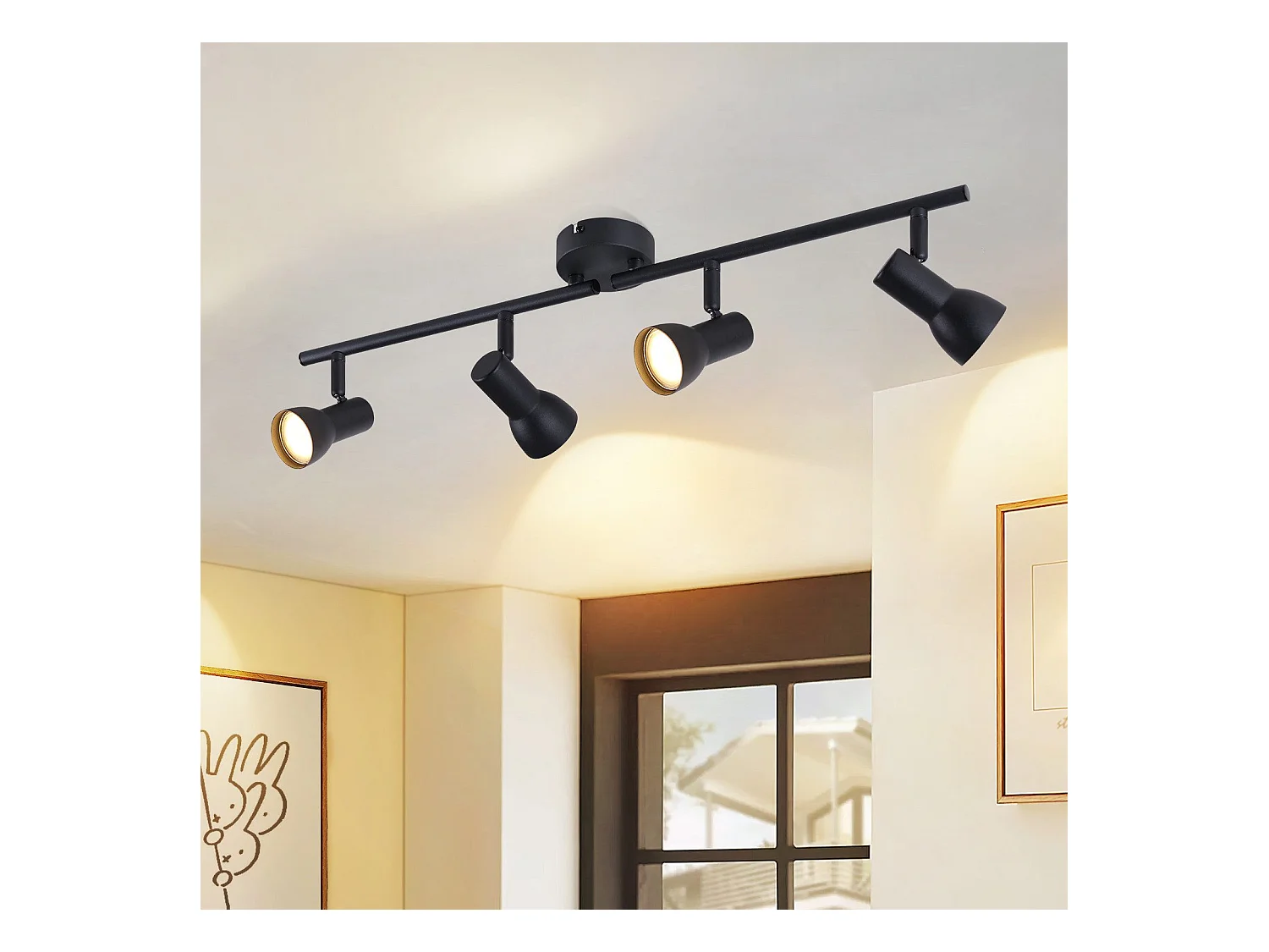 NETTLIFE 4-vlams GU10 plafondspot, modern design, metaal, voor woonkamer, hal