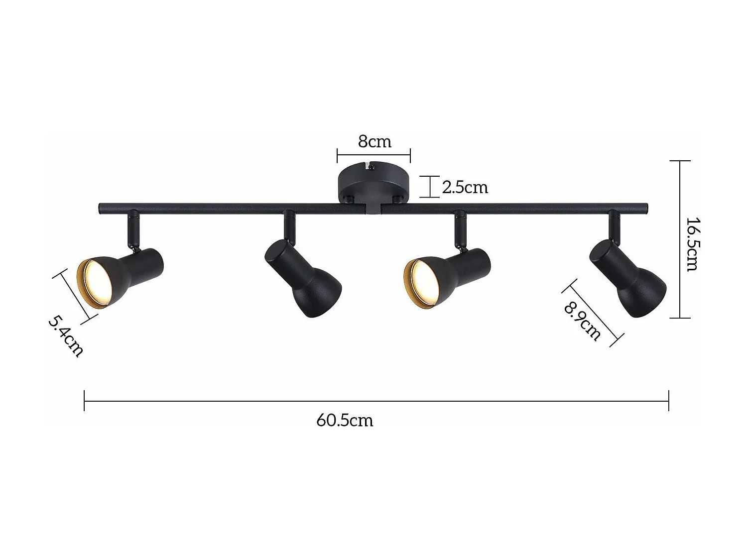 NETTLIFE 4-vlams GU10 plafondspot, modern design, metaal, voor woonkamer, hal