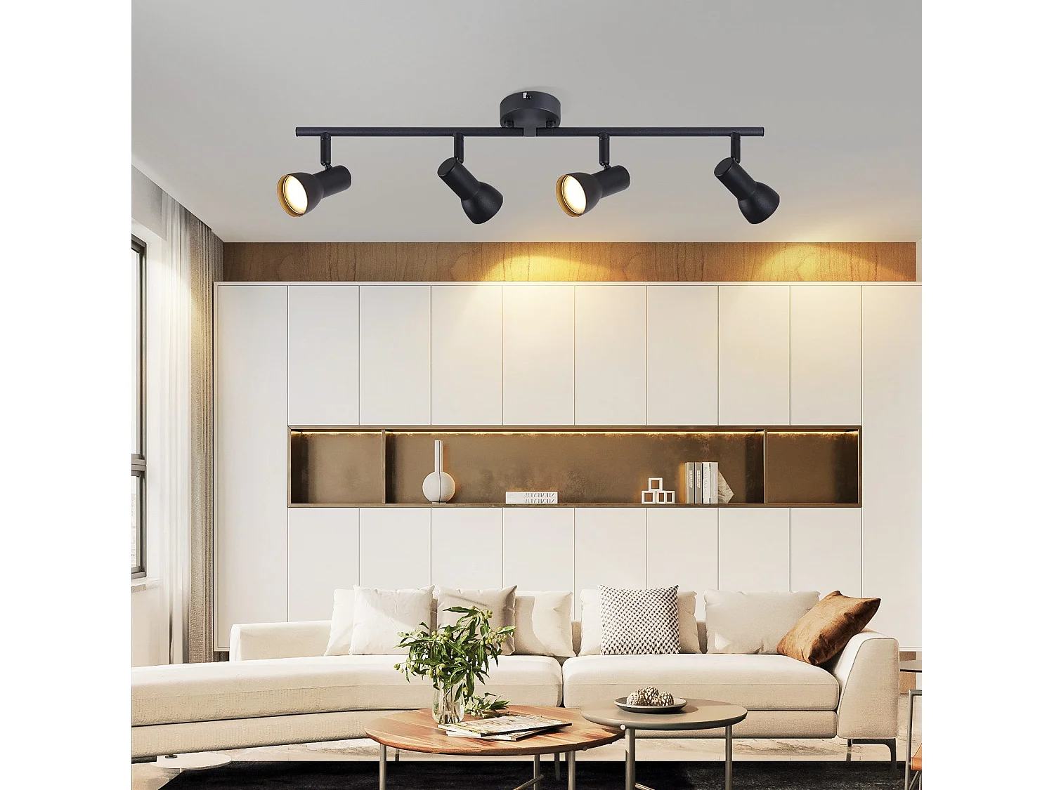 Spot de plafond NETTLIFE 4 flammes GU10, design moderne, en métal, pour salon, couloir