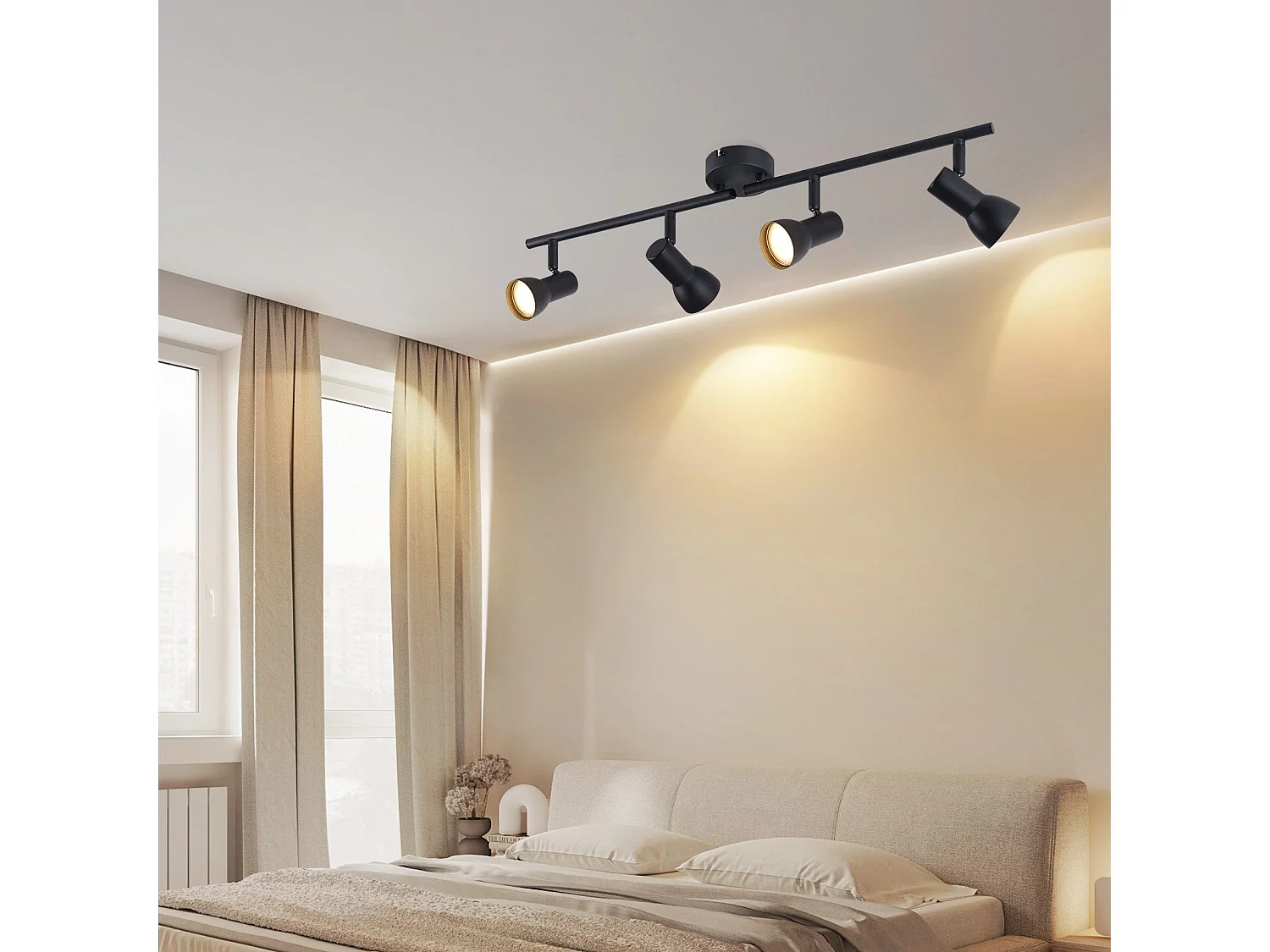 Spot de plafond NETTLIFE 4 flammes GU10, design moderne, en métal, pour salon, couloir