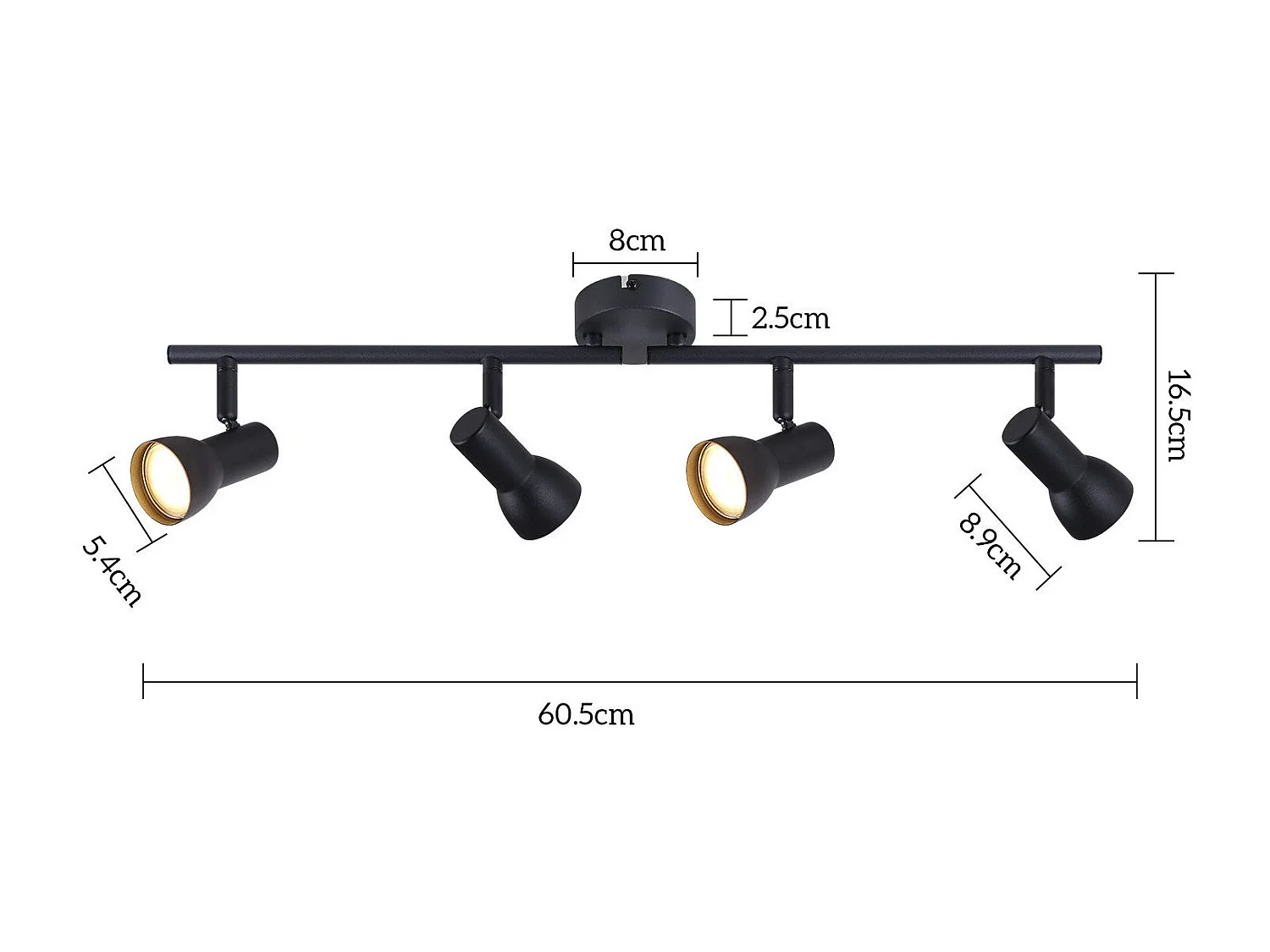 Spot de plafond NETTLIFE 4 flammes GU10, design moderne, en métal, pour salon, couloir