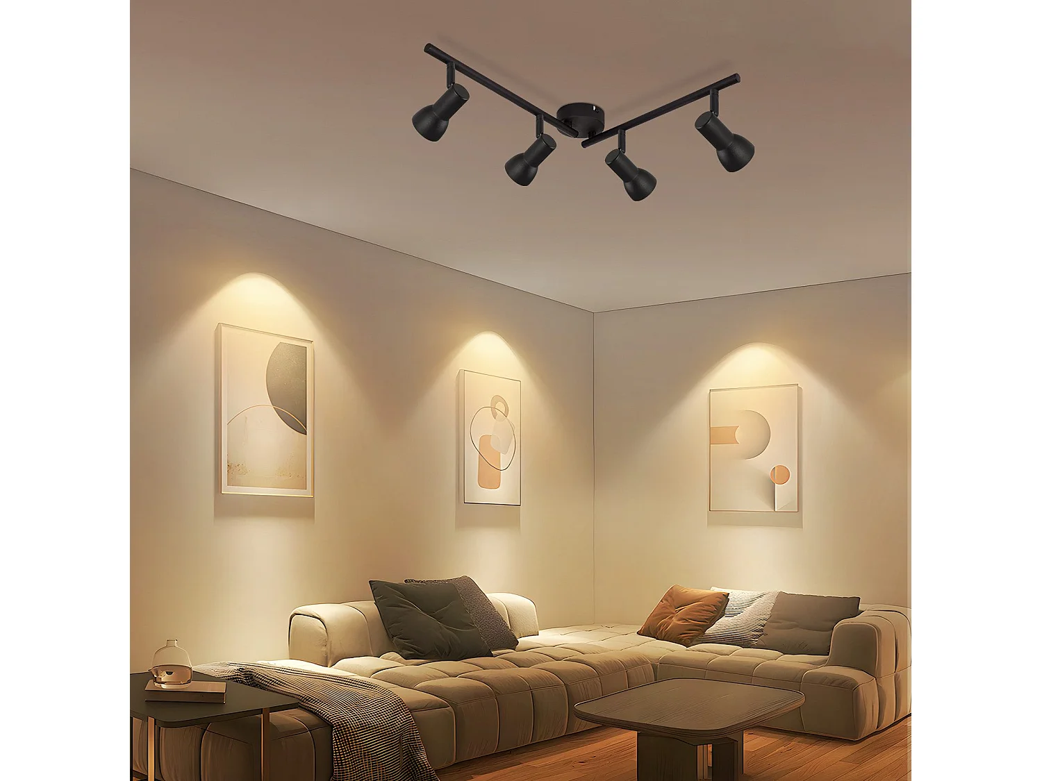 Spot de plafond NETTLIFE 4 flammes GU10, design moderne, en métal, pour salon, couloir
