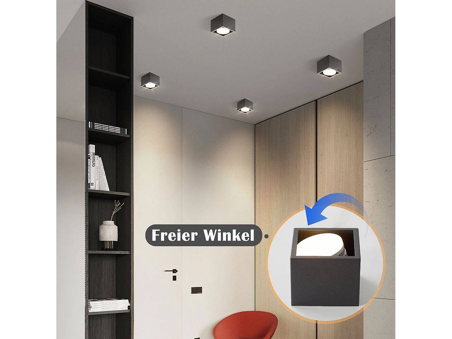 NETTLIFE 1-flammige Deckenspots, moderner Deckenstrahler - GX53, schwenkbar für Wohnzimmer