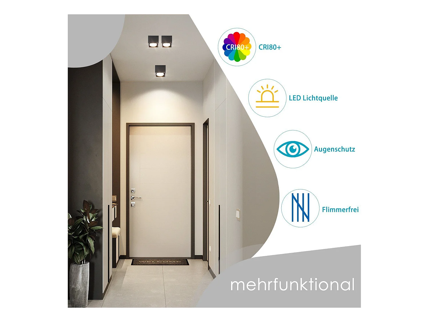 NETTLIFE 1-flammige Deckenspots, moderner Deckenstrahler - GX53, schwenkbar für Wohnzimmer