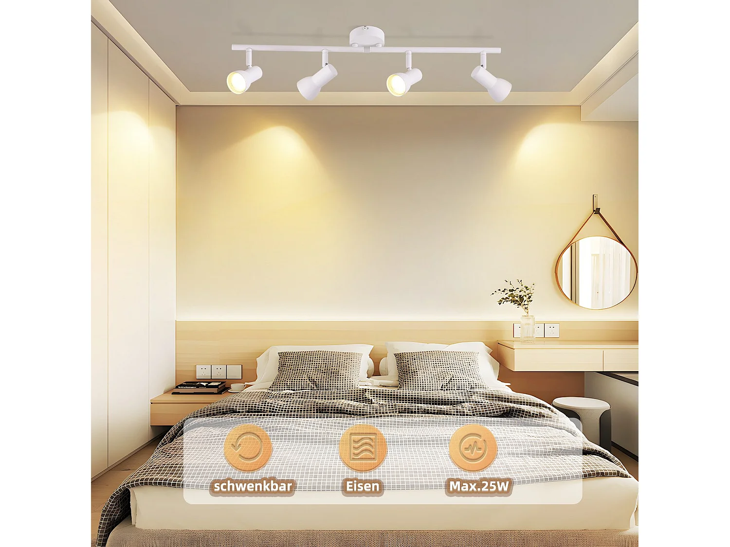 Spot de plafond NETTLIFE 4 flammes GU10, design moderne, en métal, pour salon, couloir