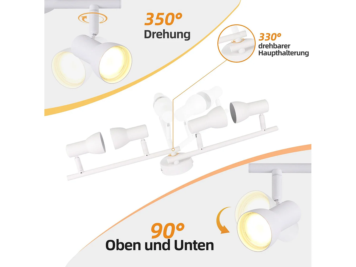 Spot de plafond NETTLIFE 4 flammes GU10, design moderne, en métal, pour salon, couloir