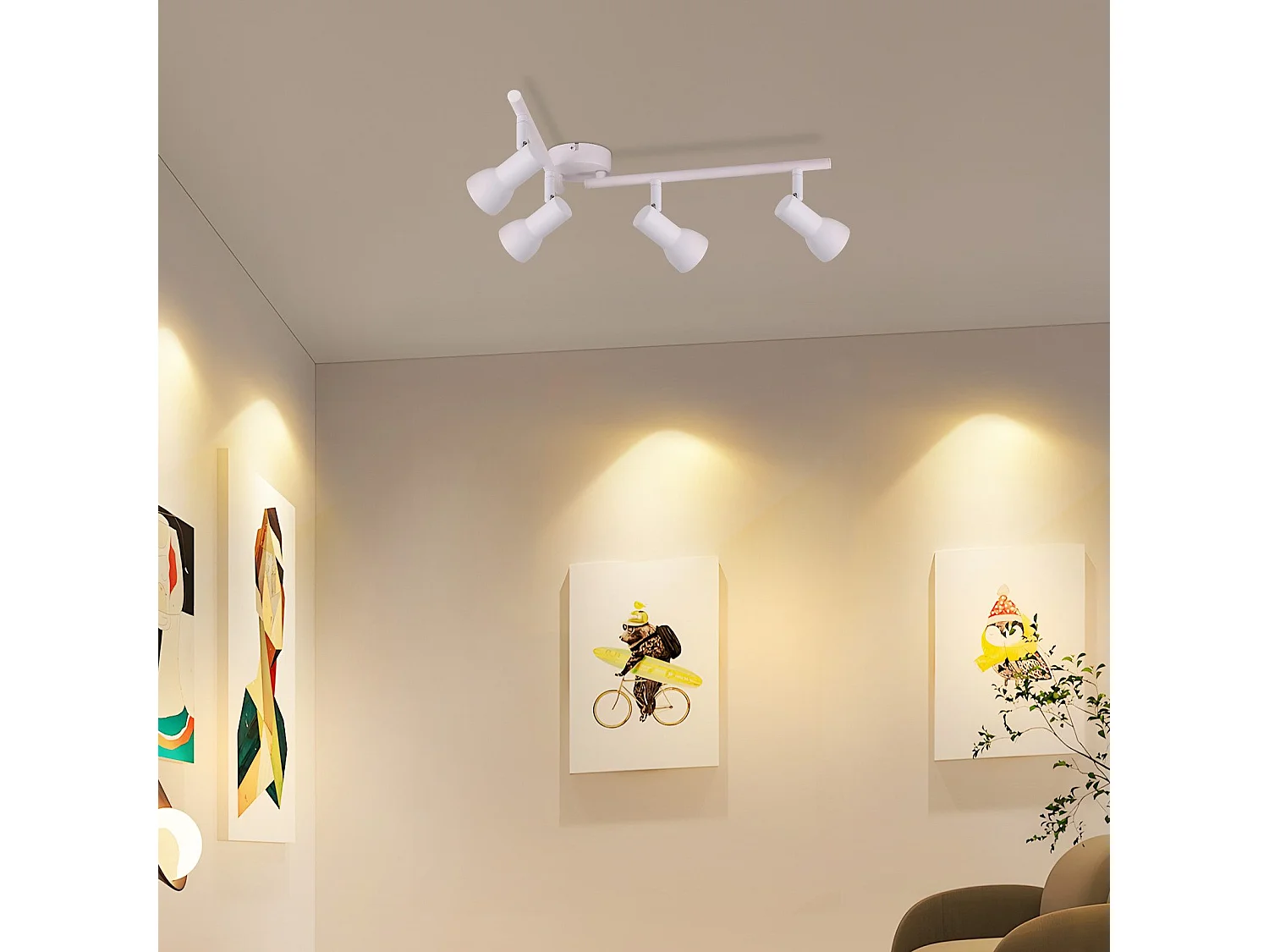 Spot de plafond NETTLIFE 4 flammes GU10, design moderne, en métal, pour salon, couloir