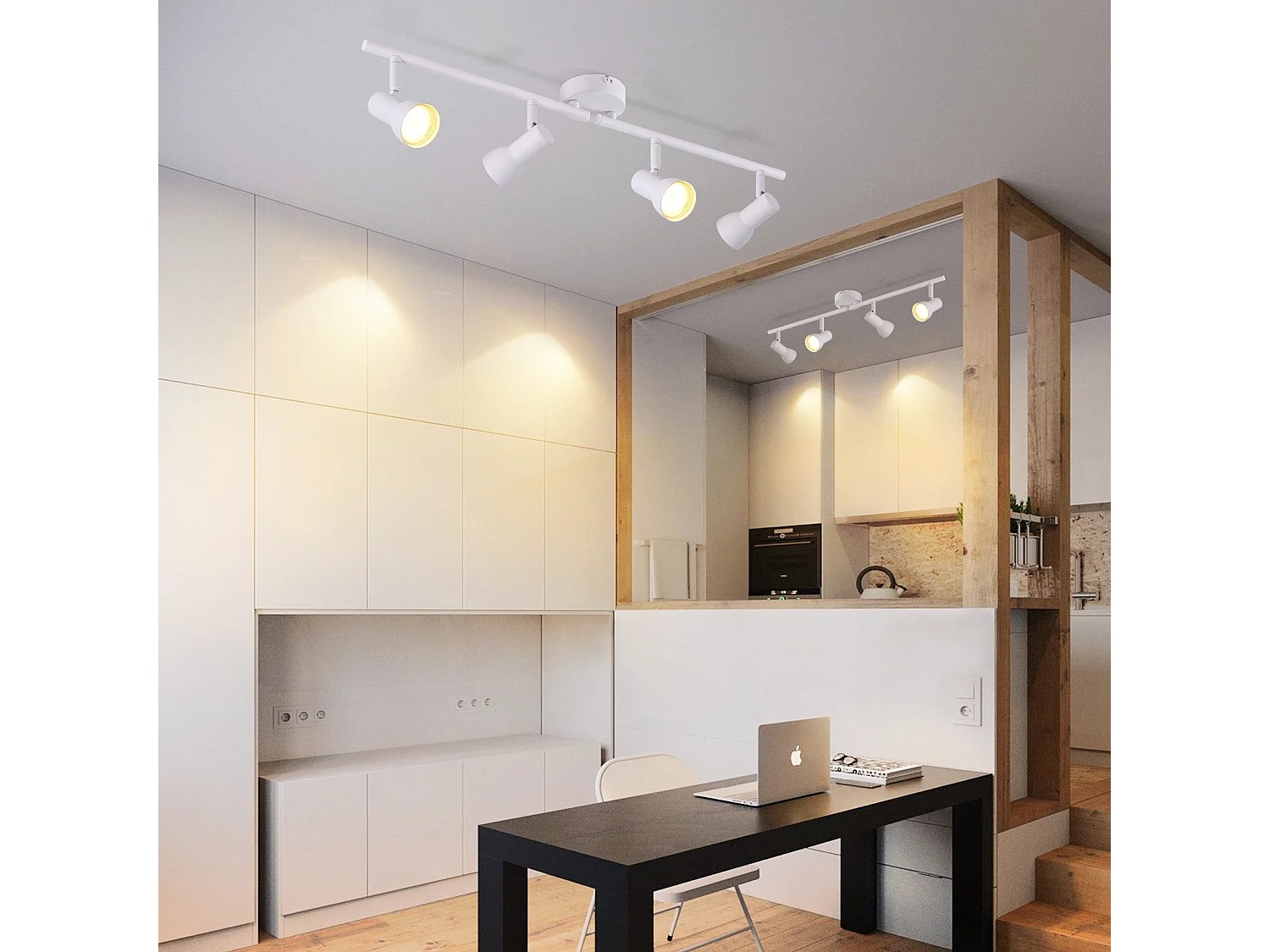 Spot de plafond NETTLIFE 4 flammes GU10, design moderne, en métal, pour salon, couloir